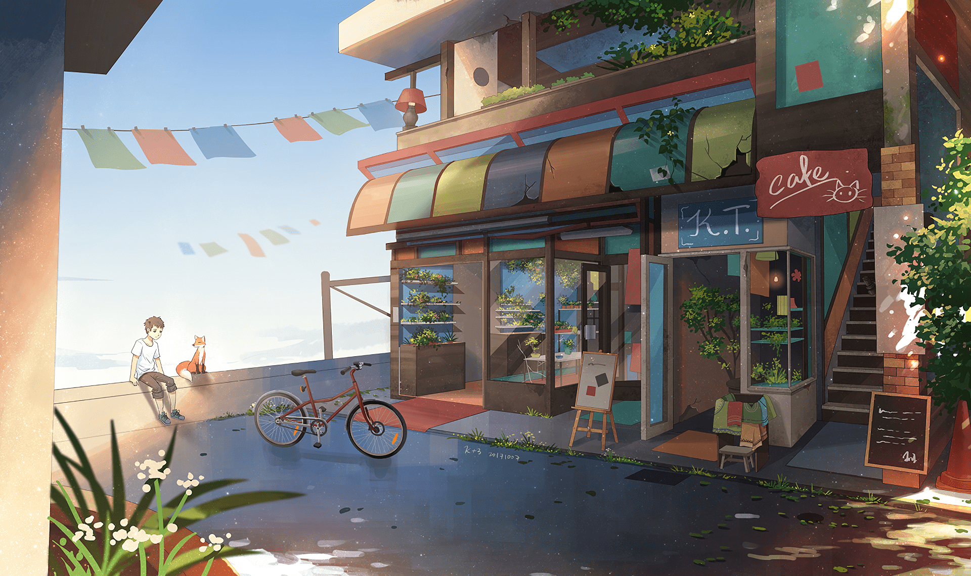 HD wallpaper: anime cafe, boy, fox, scenic, building, architecture,  building exterior | Wallpaper Flare