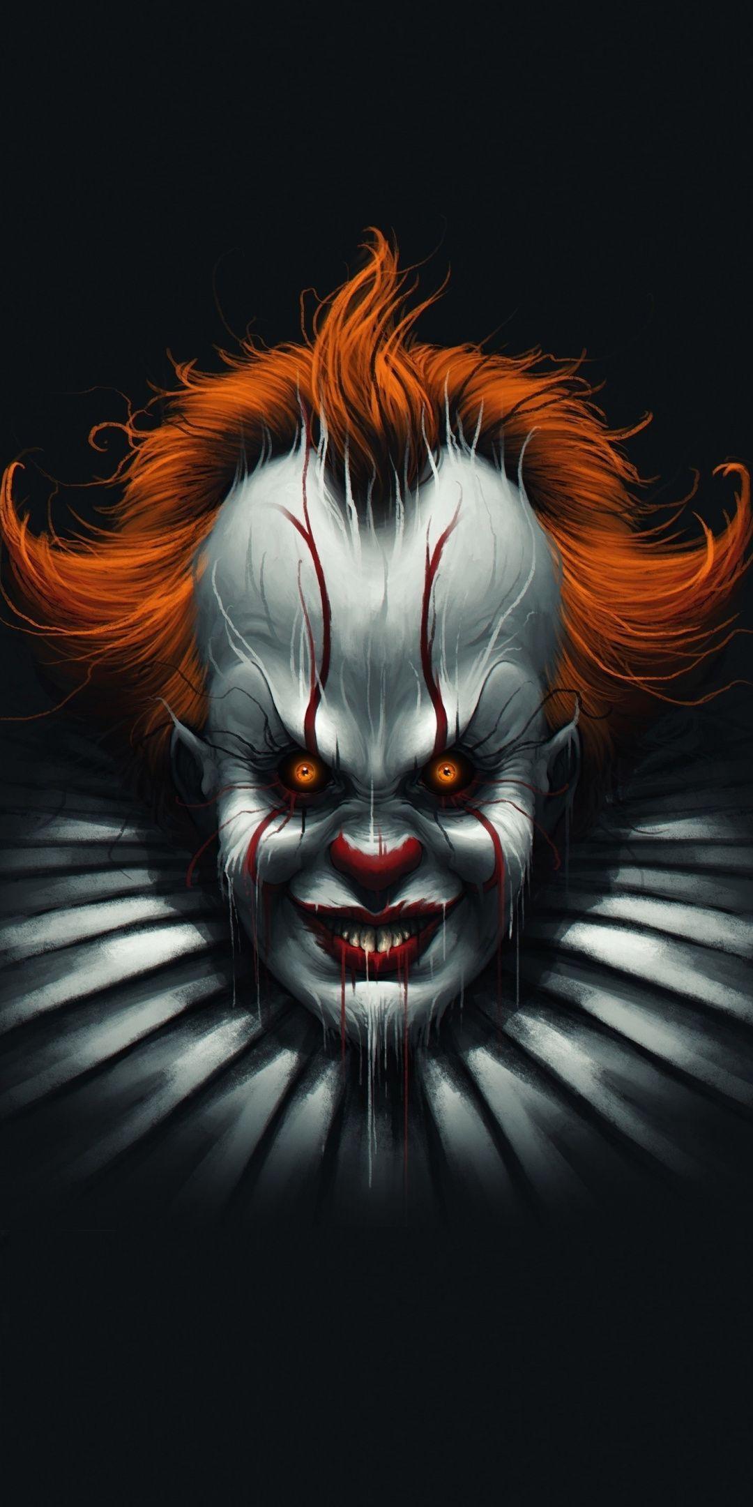 1080x2160 Clown, face, creepy, minimal, 1080x2160 wallpaper. Personagens de