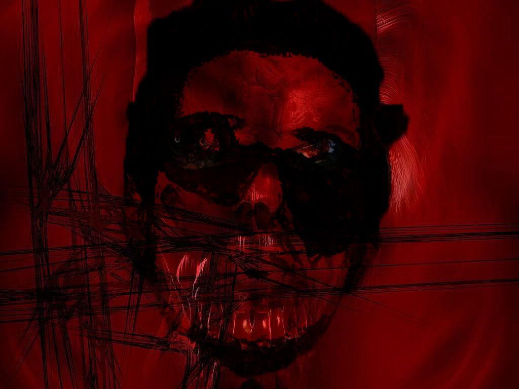 1024x768 Scary Wallpaper Background: Scary Grunge Red Face Wallpaper