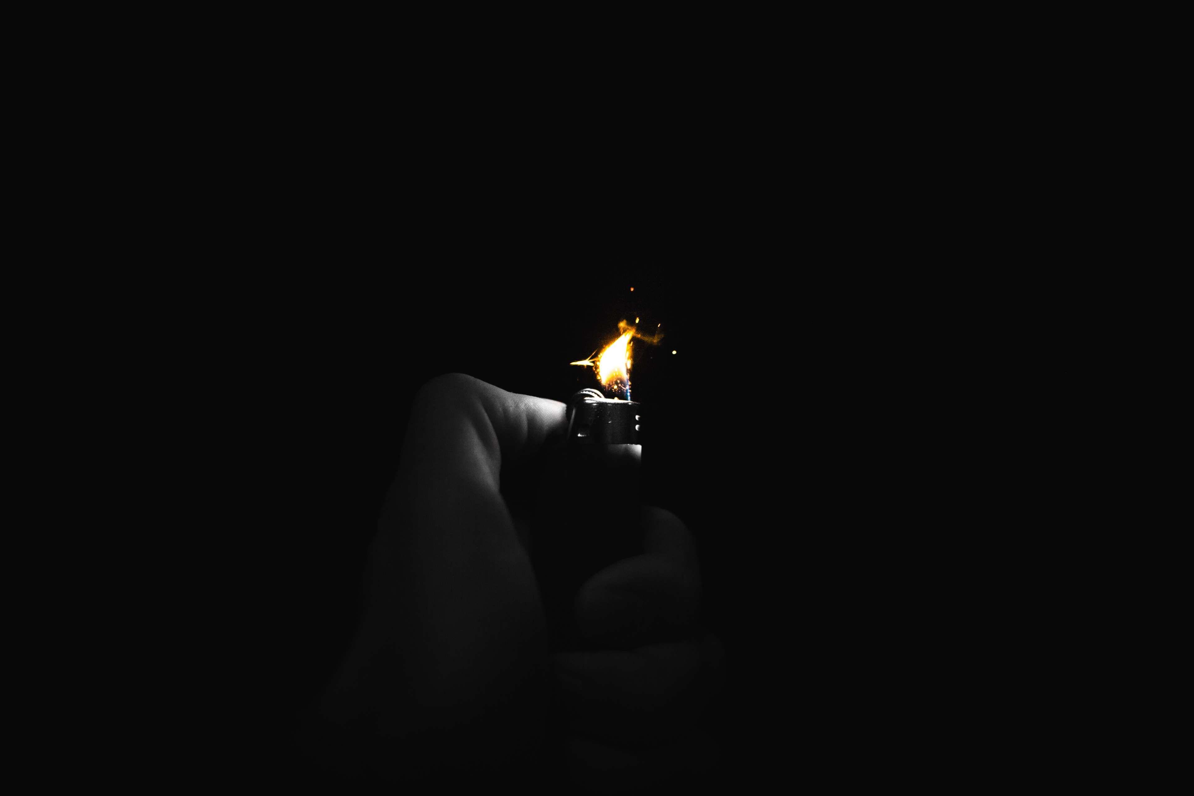 3840x2560 dark, fire, flame, hand, ignite, light, lighter 4k