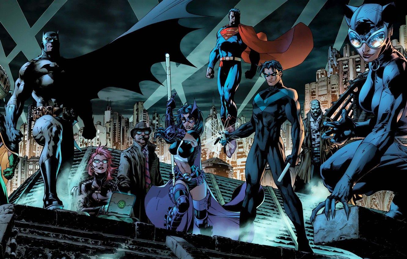 1332x850 Wallpaper fantasy, Batman, comics, Robin, Superman, superhero, superheroes, costume, DC Comics, Catwoman, Batman hush image for desktop, section фантастика