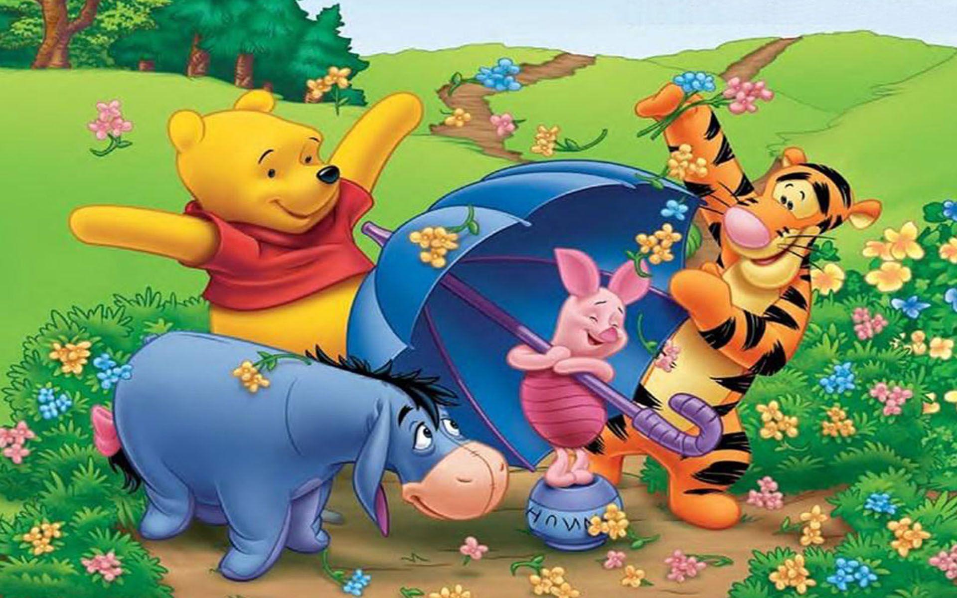 1920x1200 Tigger Eeyore Piglet And Winnie The Pooh Cartoon Spring Garden