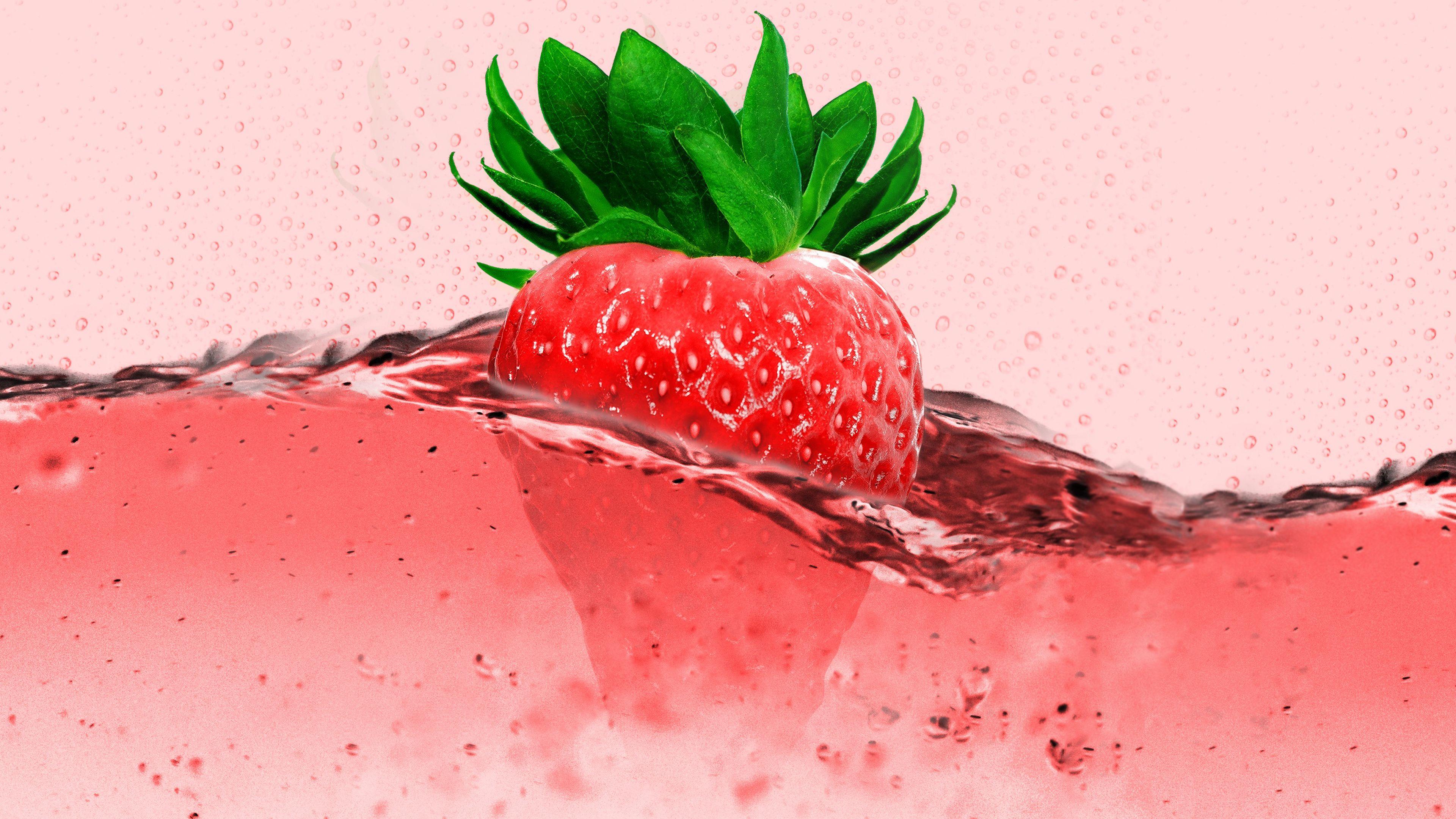 3840x2160 Pink Strawberry Chromebook Wallpaper