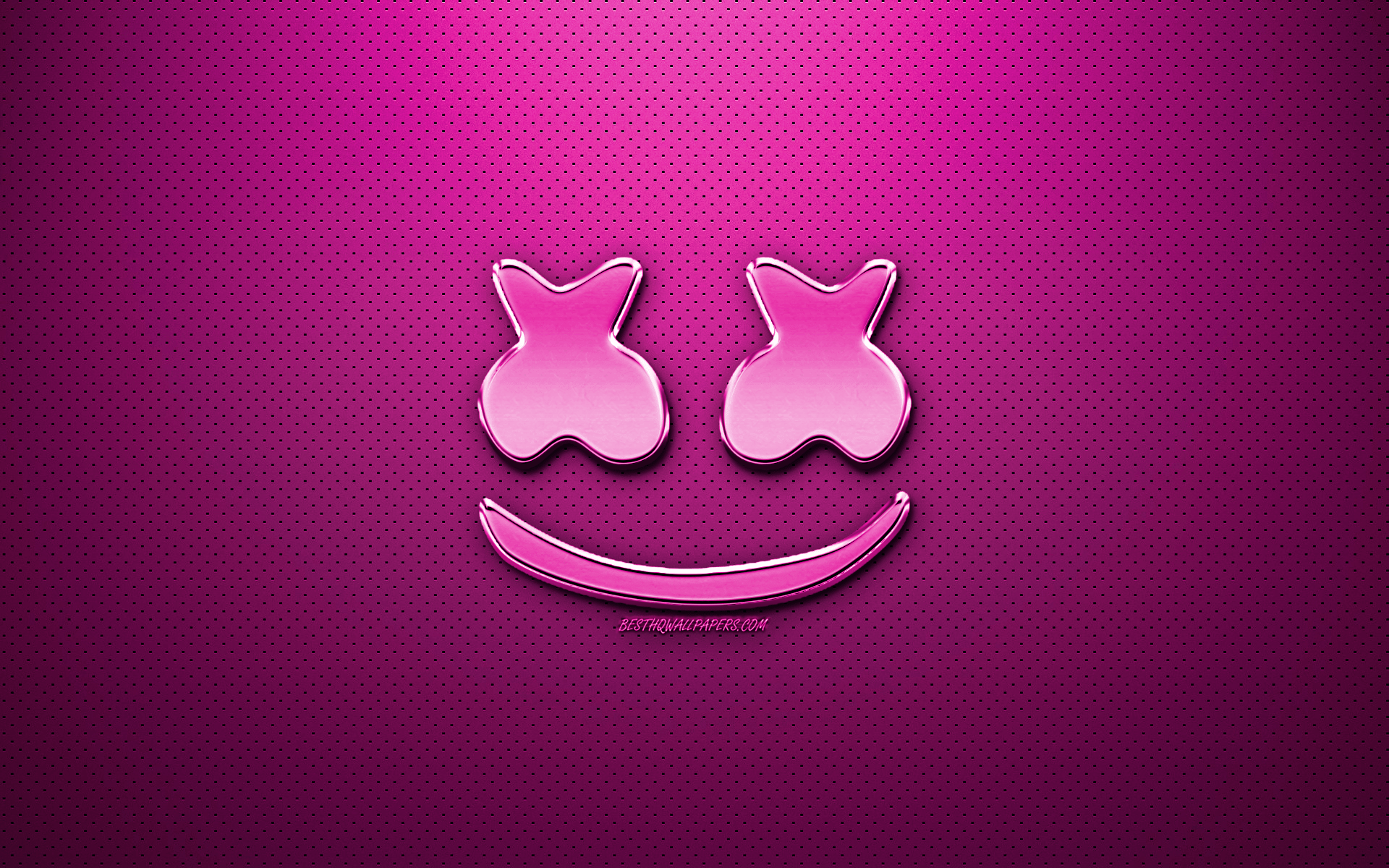 1920x1200 Download wallpaper Marshmello purple logo, fan art, american DJ, chrome logo, Christopher Comstock, Marshmello, purple metal background, DJ Marshmello, DJs, Marshmello logo for desktop with resolution 1920x1200. High Quality HD picture wallpaper