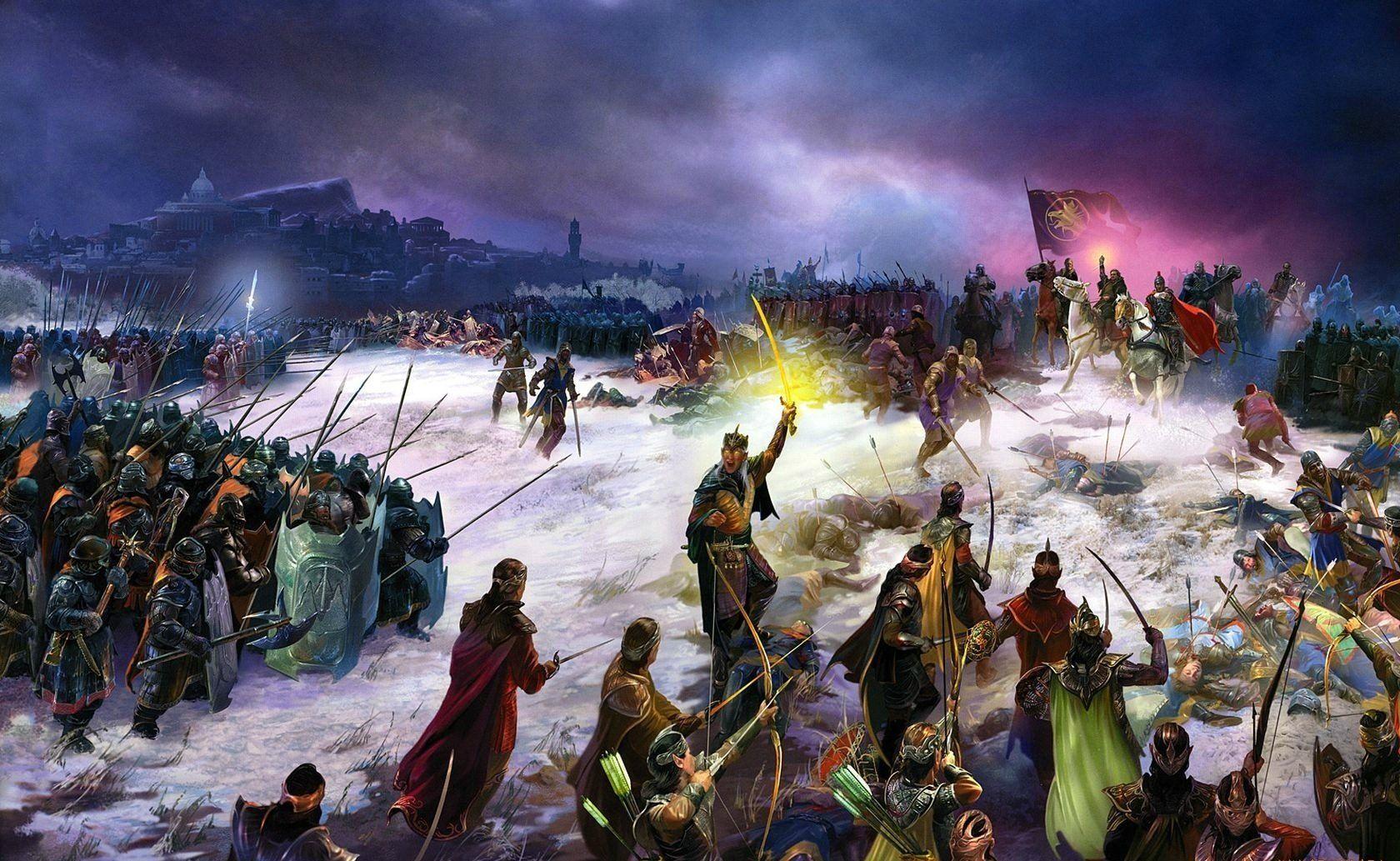 1680x1033 elves, Dwarves, Perumov Nick, Fantasy art, Roman, Battle, Diamond