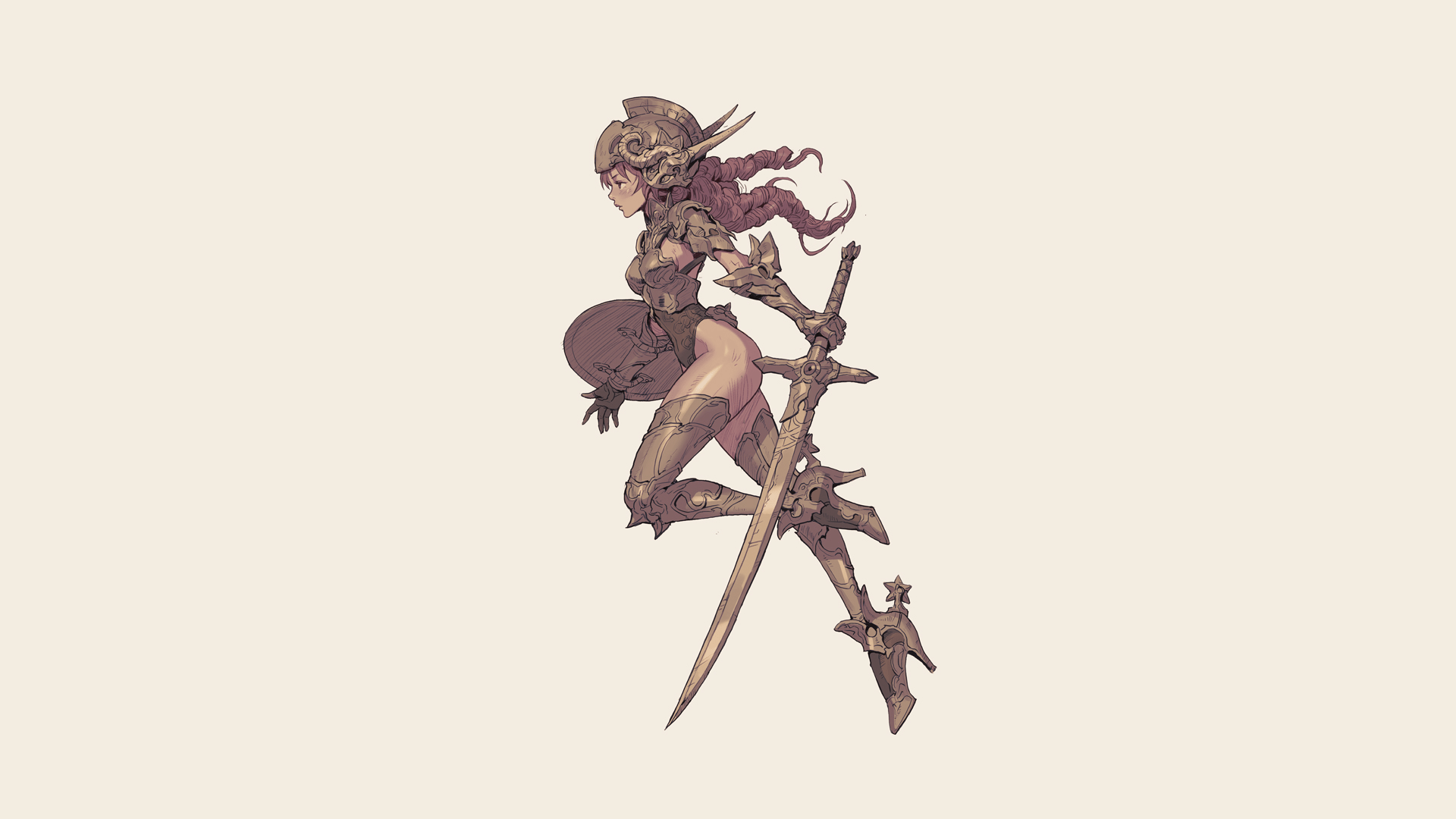 1920x1080 #Rome, #anime girls, #armor, #sword, #simple background