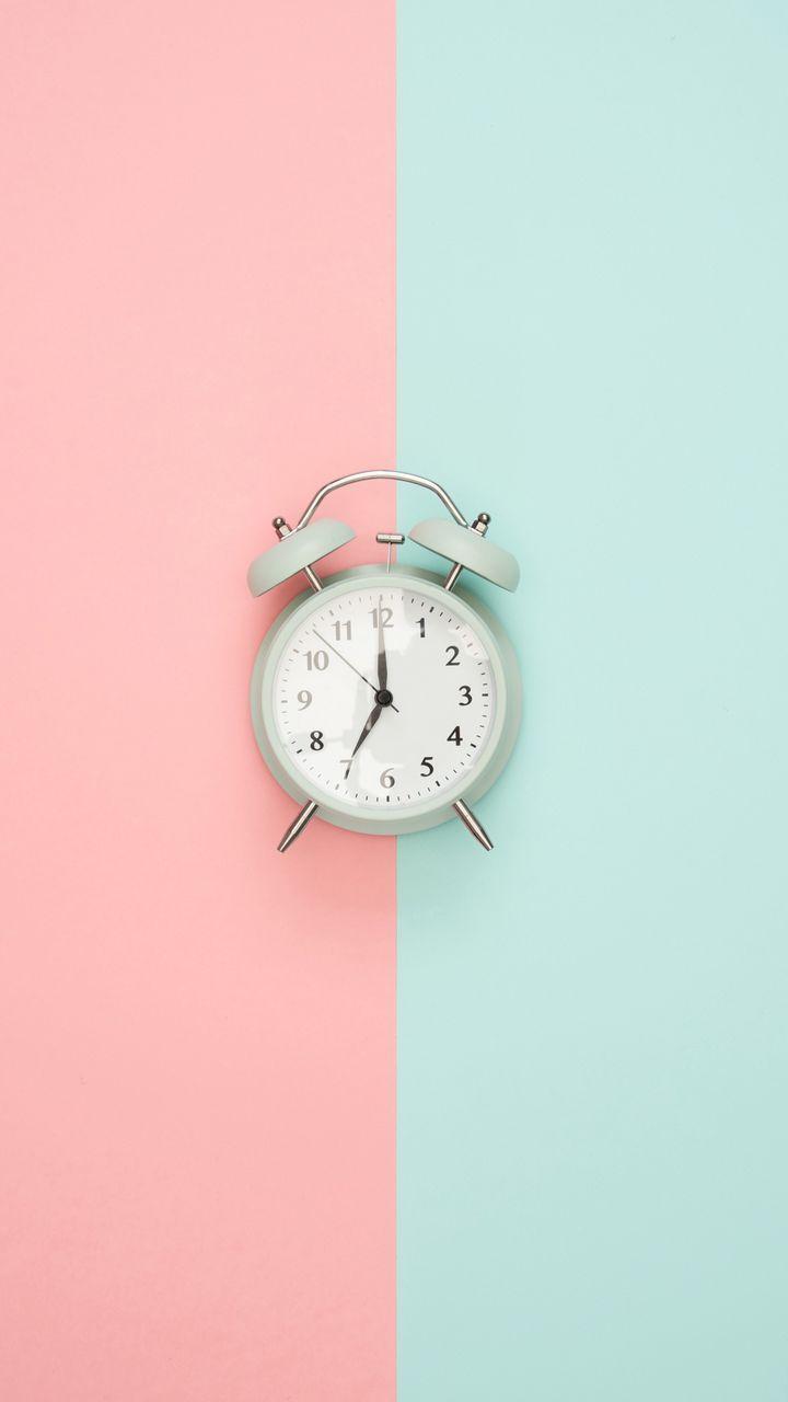 720x1280 Download wallpaper 720x1280 alarm clock, minimalism, pink, pastel