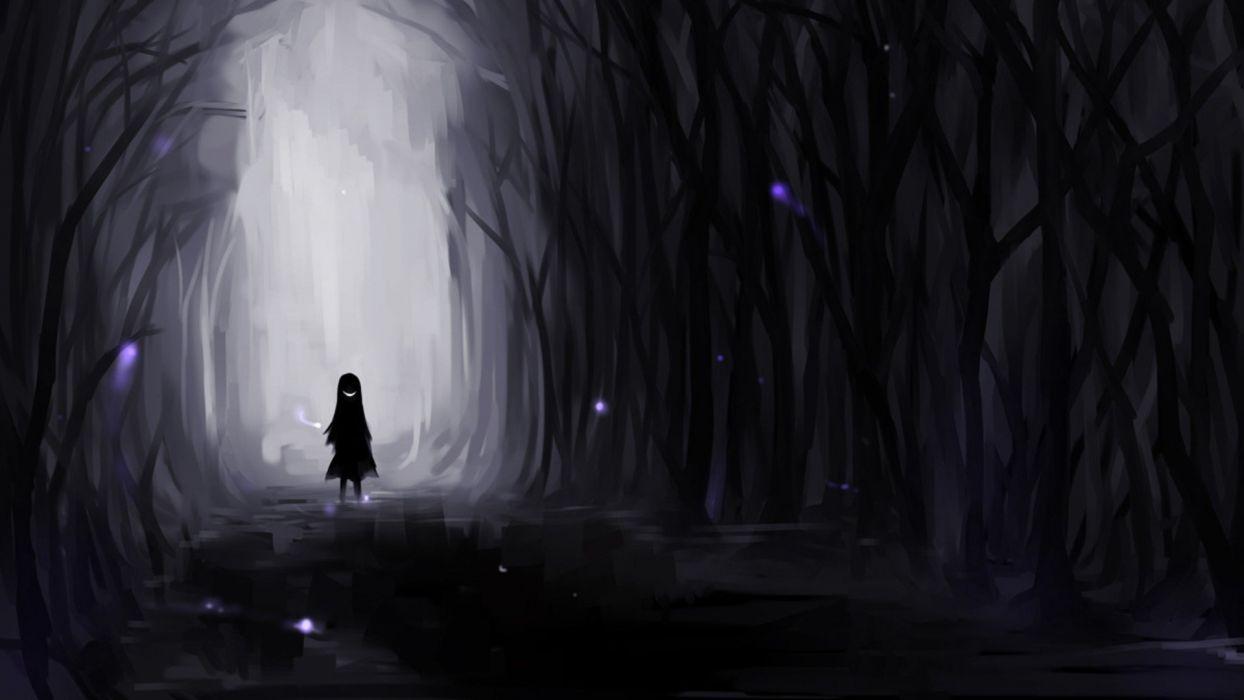1244x700 Anime Original forest dark girl wallpaperx1080