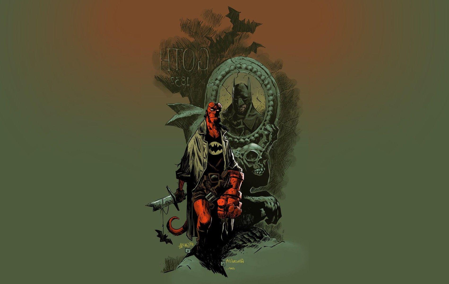 1900x1200 Hellboy, Comic Art, Batman Wallpaper HD / Desktop and Mobile Background