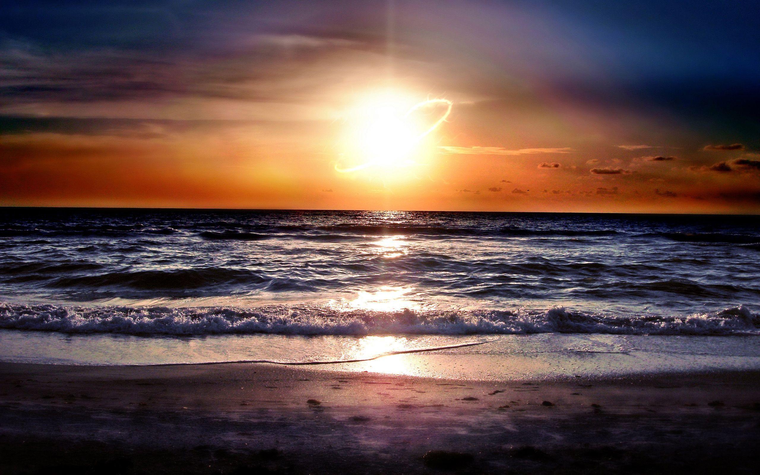 2560x1600 HD Ocean Sunset Wallpaper and Photo. HD Beach Wallpaper