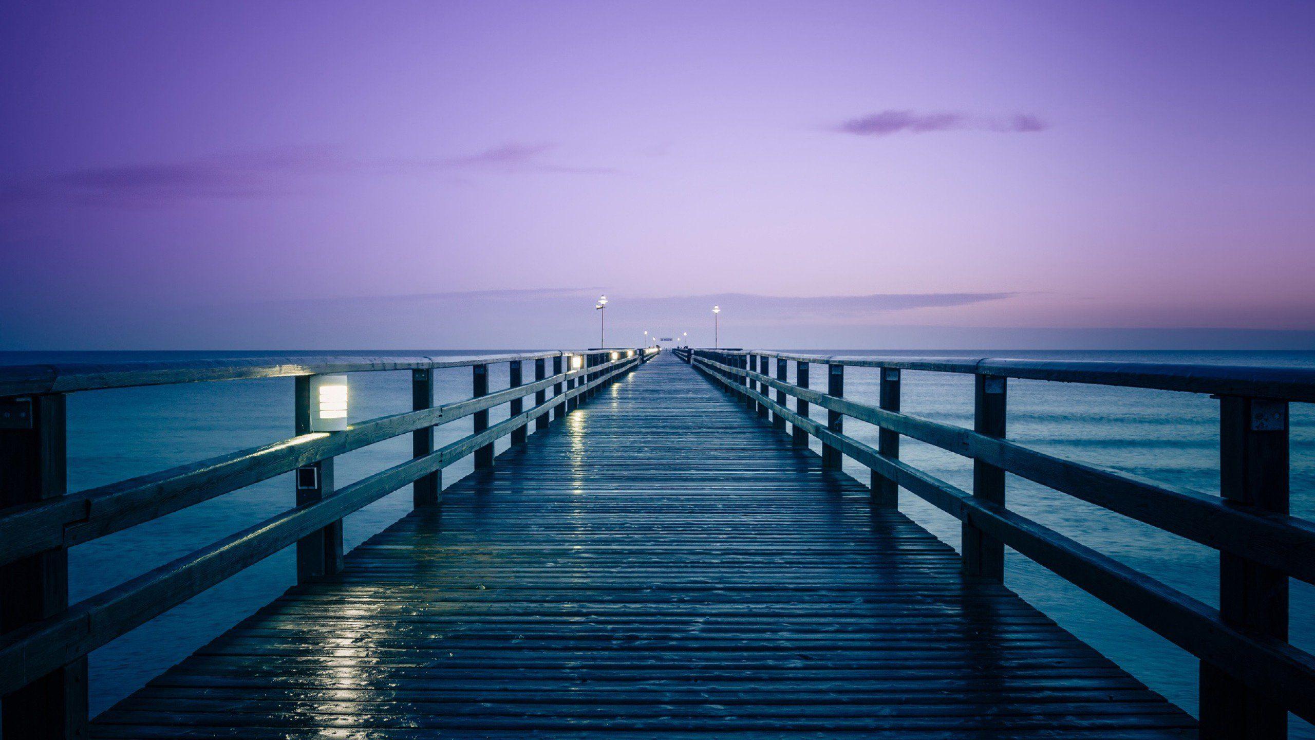 2560x1440 Ocean Pier Sunset