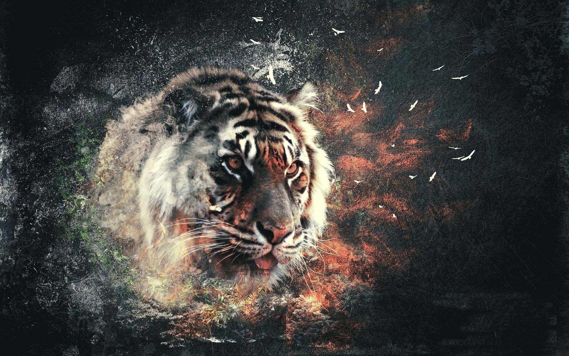 Tiger running with fire effect on dark background 3d rendering Ai  Generative Image 23631638 Stock Photo at Vecteezy