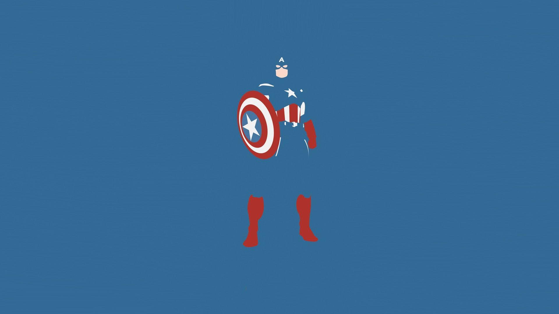 1920x1080 minimalistic, Comics, Captain, America, Blue, Background