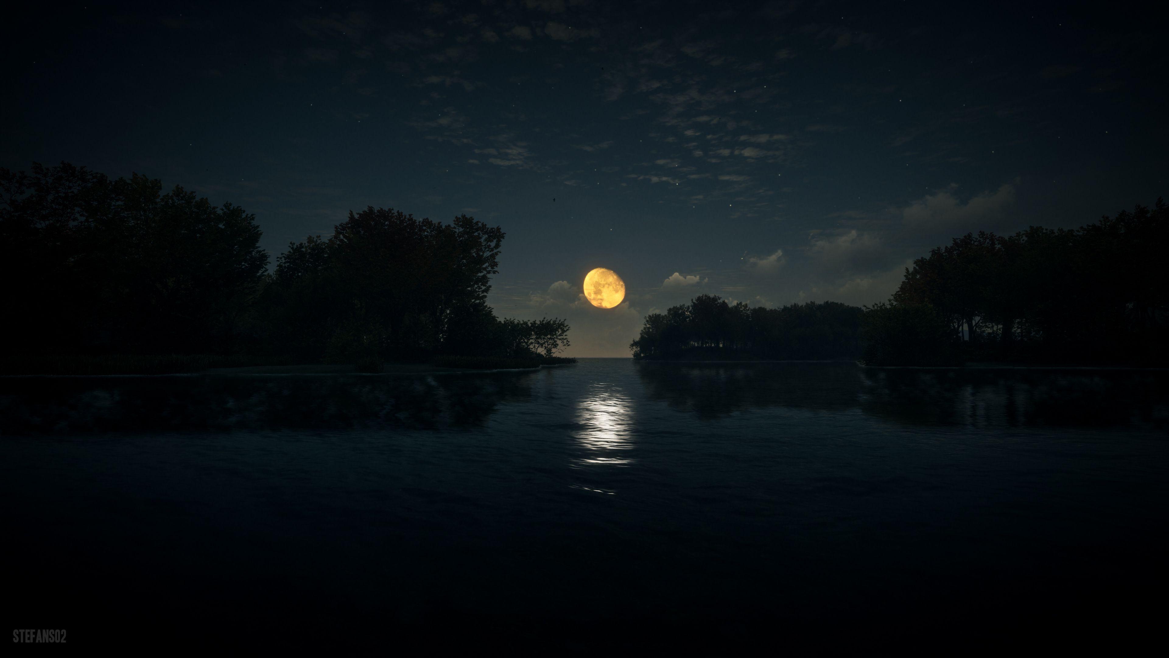 3840x2160 River Stream Dark 4k, HD Nature, 4k Wallpaper, Image, Background, Photo and Picture