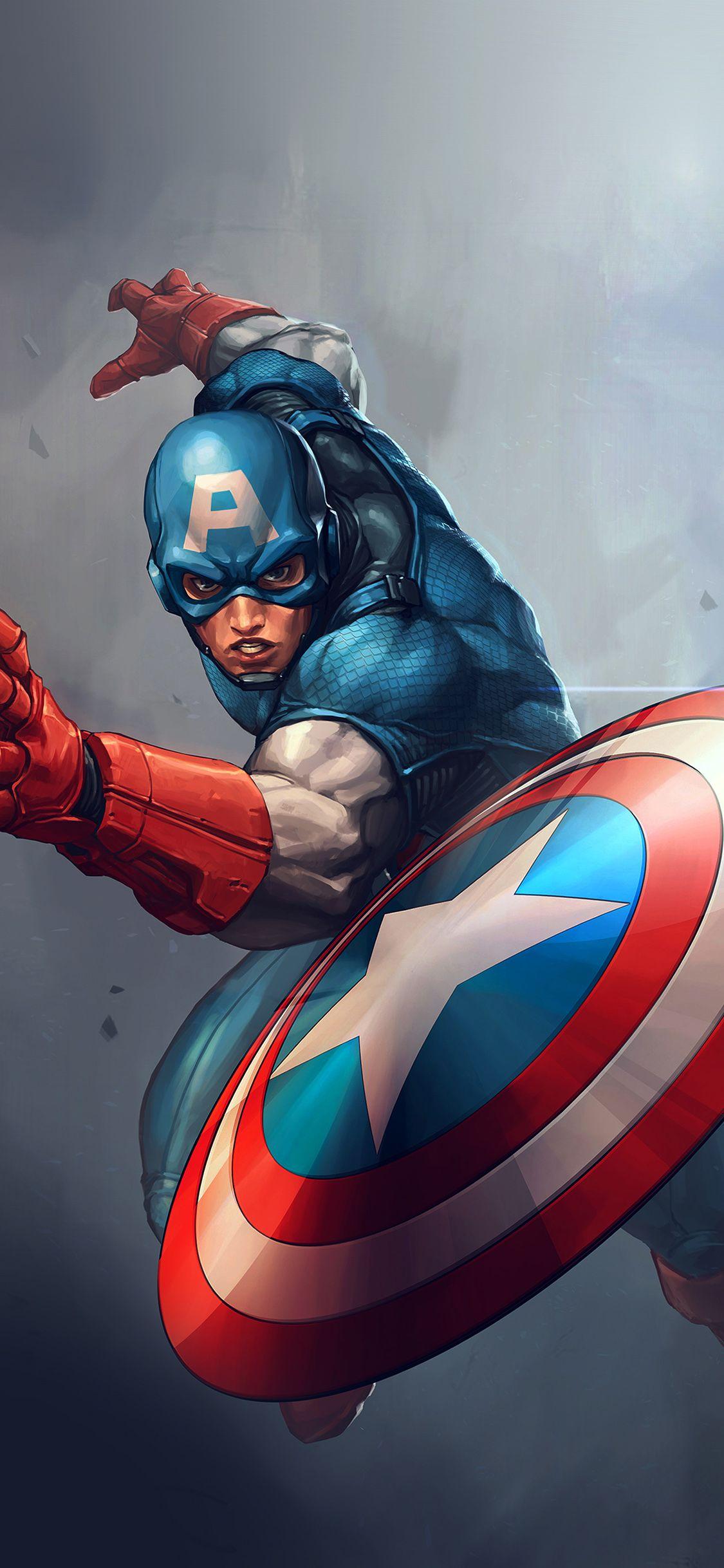 1125x2436 Hero Captain America Jeehyunglee Illustration Art Paint Wallpaper