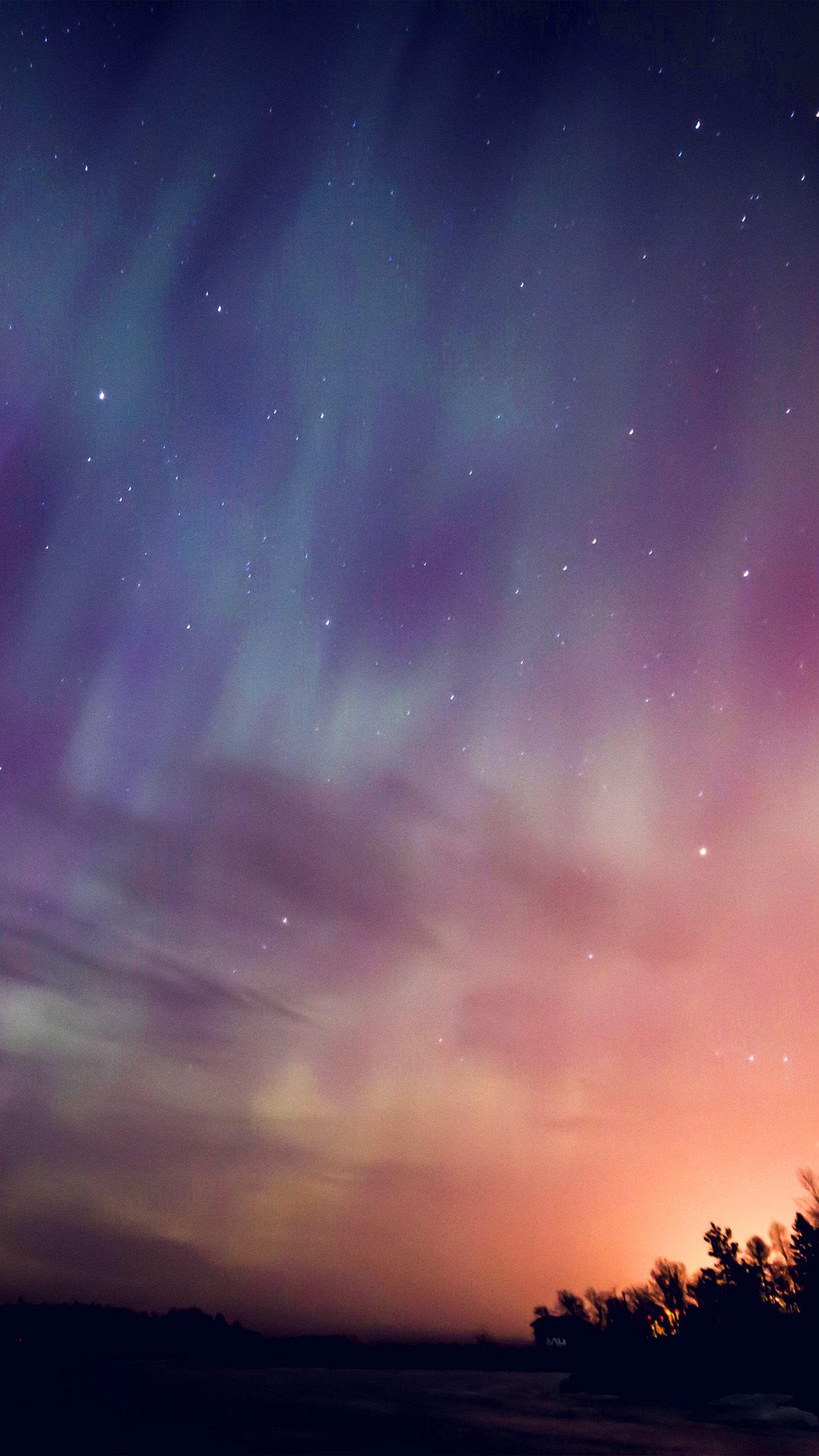 1242x2208 Space Aurora Night Sky Red Color Wallpaper