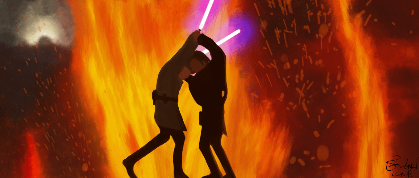 1360x580 Free download Battle of Heroes Obi Wan vs Anakin