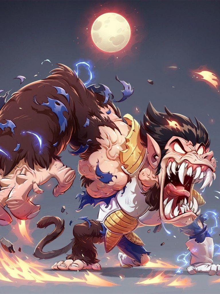 768x1024 Download 768x1024 Vegeta, Dragon Ball, Artwork, Moon, Transform