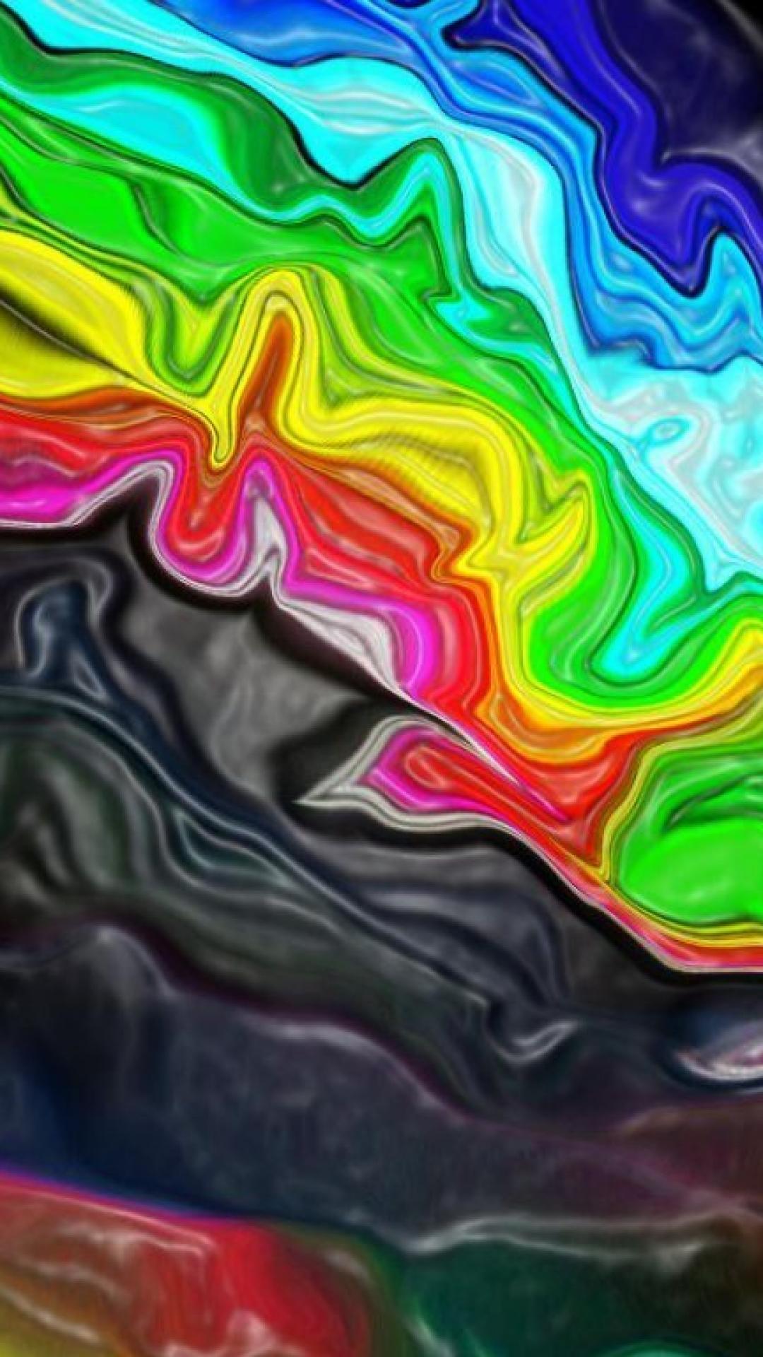 1080x1920 Abstract multicolor liquid rainbows trippy digital art wallpaper