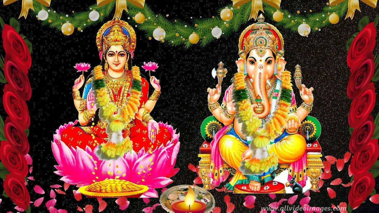 1280x720 Laxmi Mata & Lord Ganesh Image. HD Wallpaper Video Image