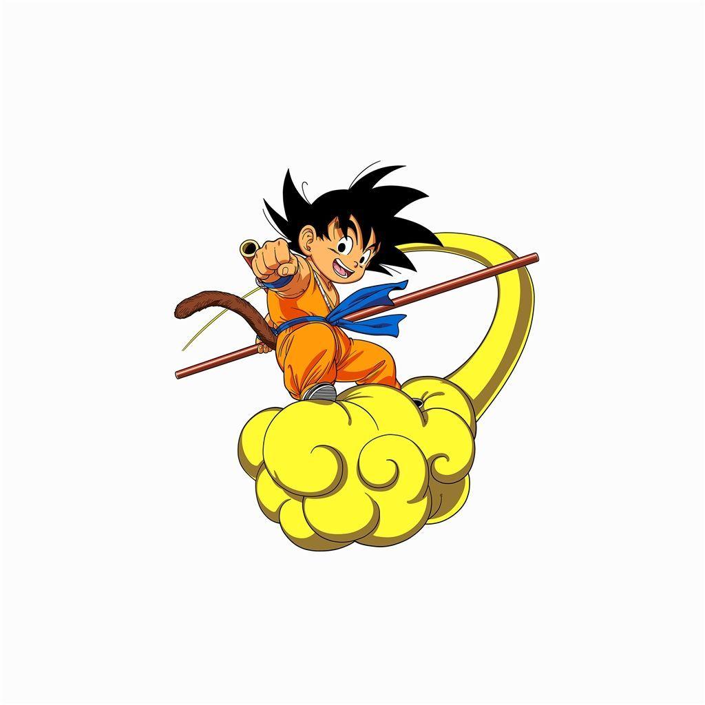1024x1024 Dragonball Goku Cloud Fly Anime Art Illust White iPad Air