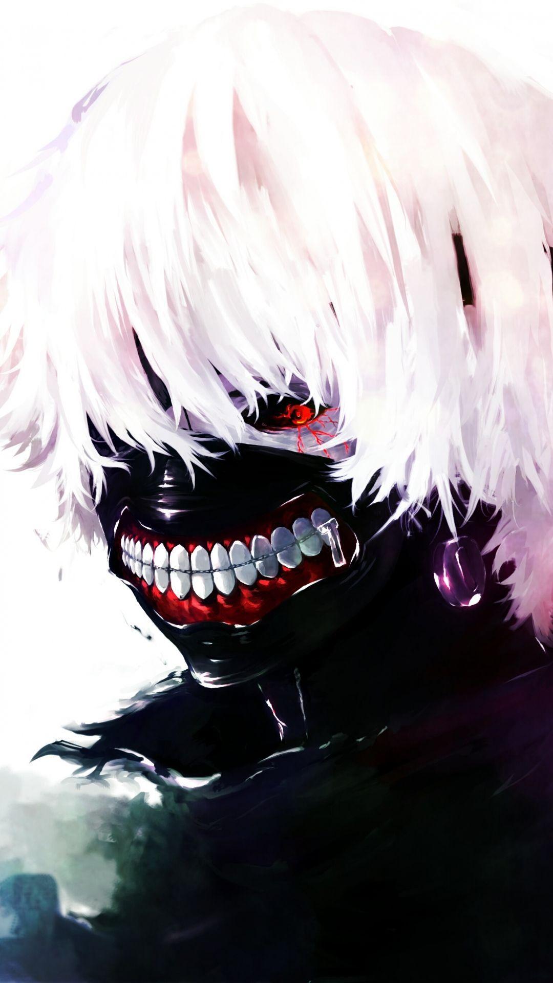 1080x1920 Tokyo Ghoul Kaneki Ken Man Mask Red Eyes White Hair #iPhone