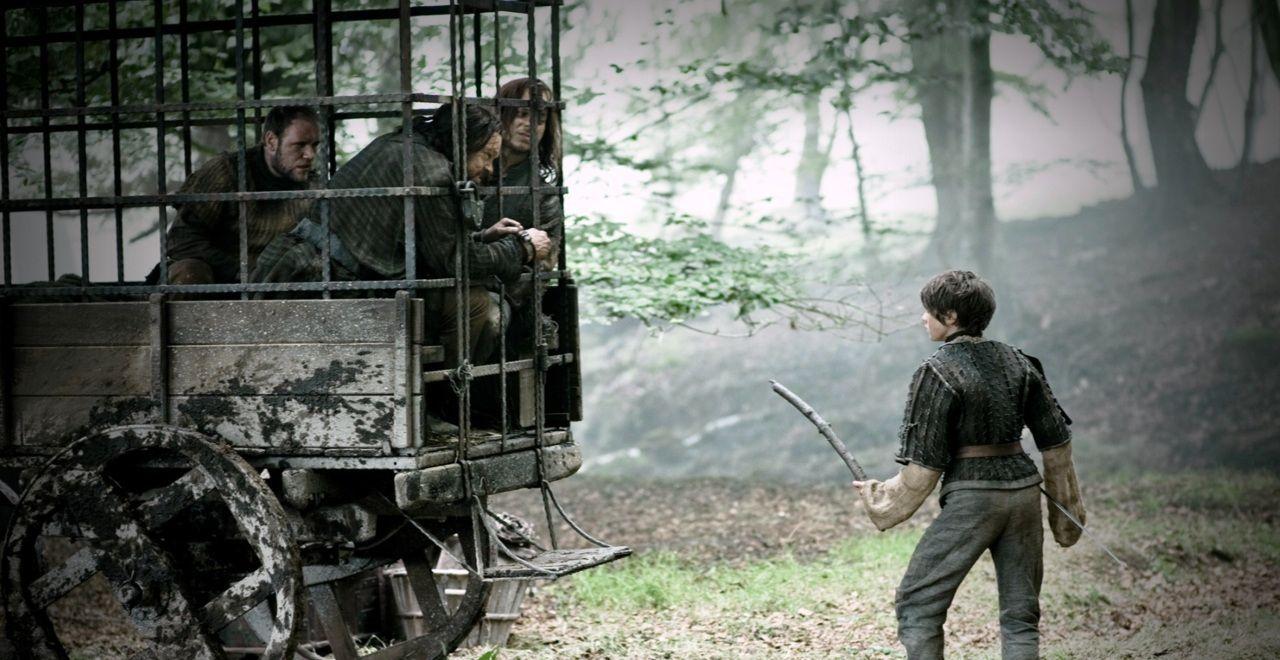 1280x660 Arya Stark with Jaqen H'ghar, Rorge and Biter Stark Photo