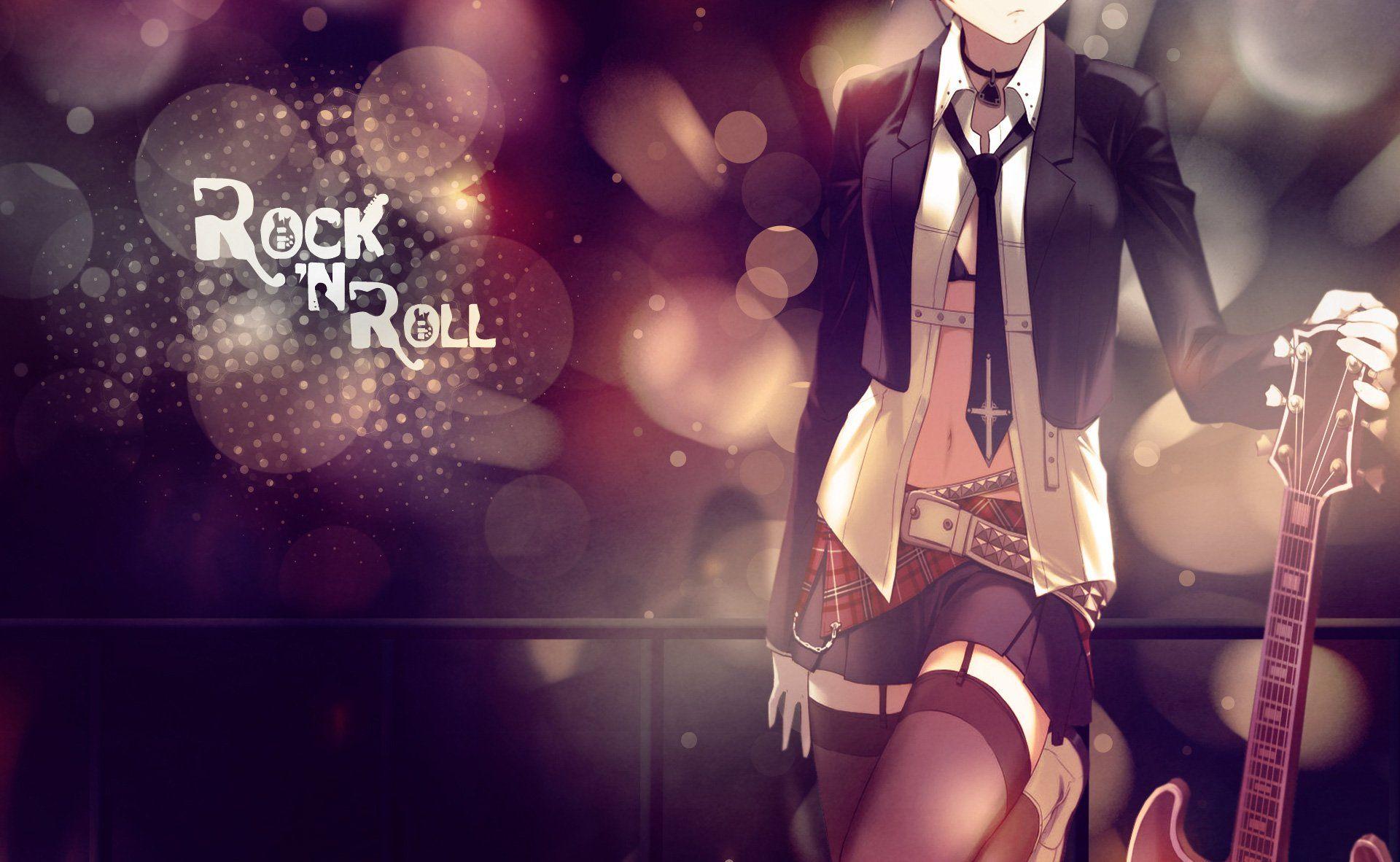 1920x1182 anime, Rock, Roll, Anime, Girl, Guitar, Bokeh, Light, Music