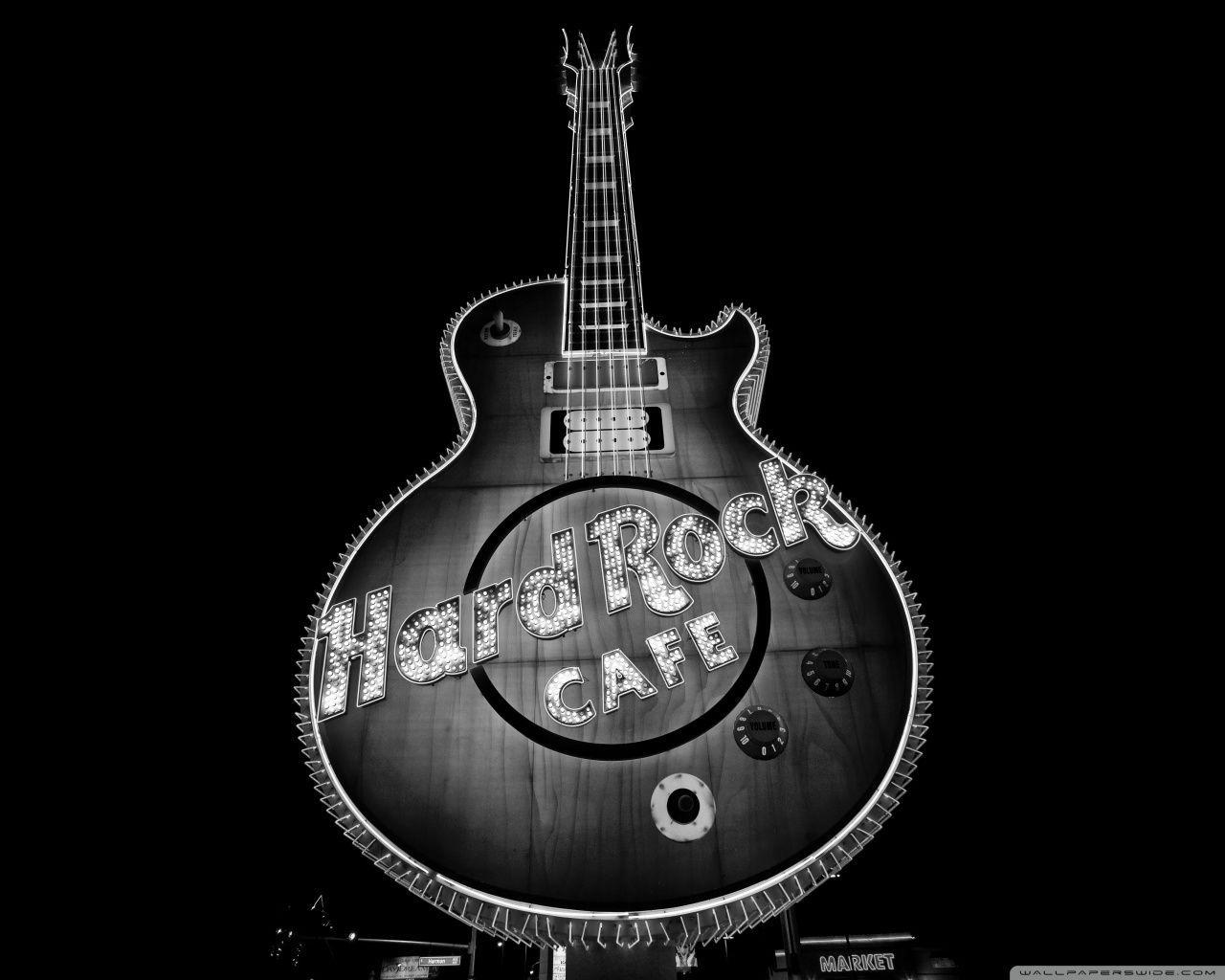 1280x1024 Hard Rock Caffe B n W. Hard rock cafe, Hard rock, Guitar