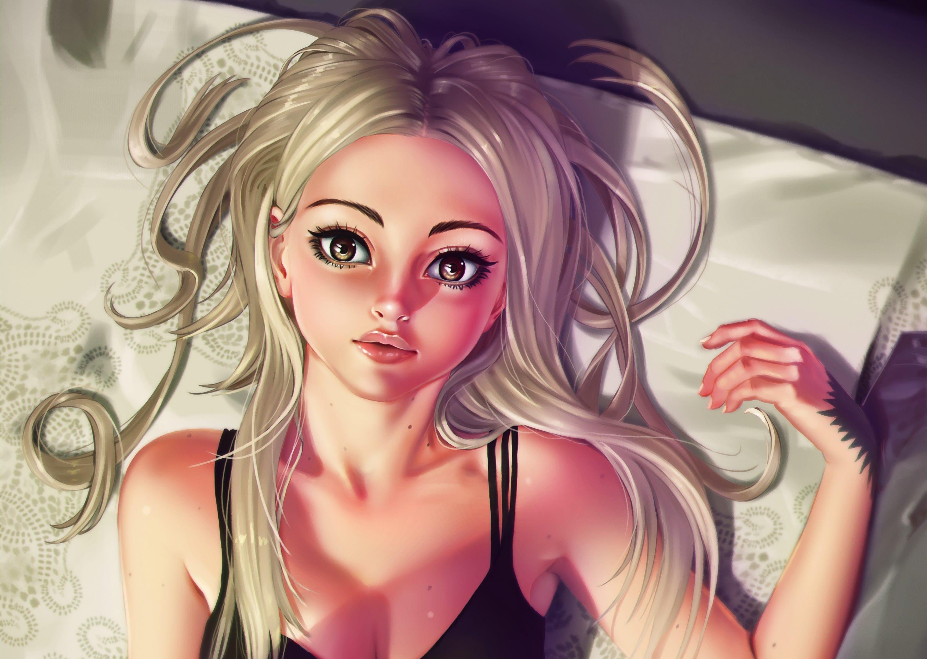 3150x2239 Anime Art Beautiful Blonde Girl 3K Wallpaper and Free