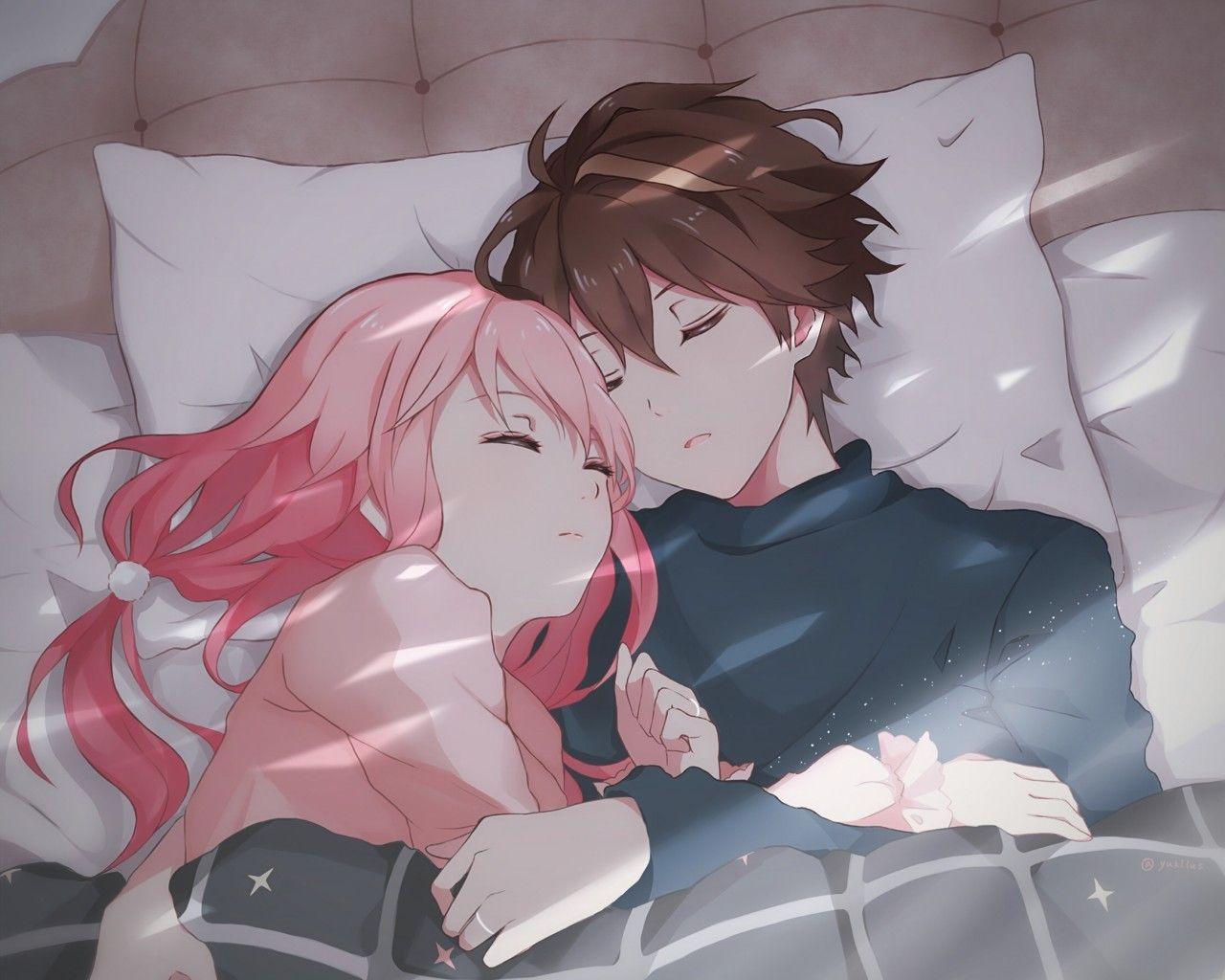 1280x1024 Anime Sleep Love Wallpaper