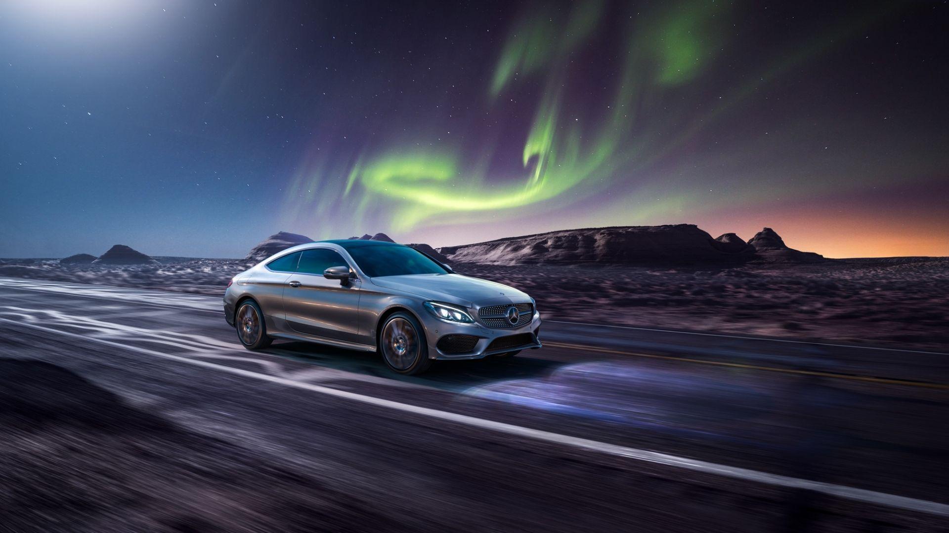 1920x1080 Wallpaper Of Aurora Borealis, Luxury, Mercedes Benz C Class