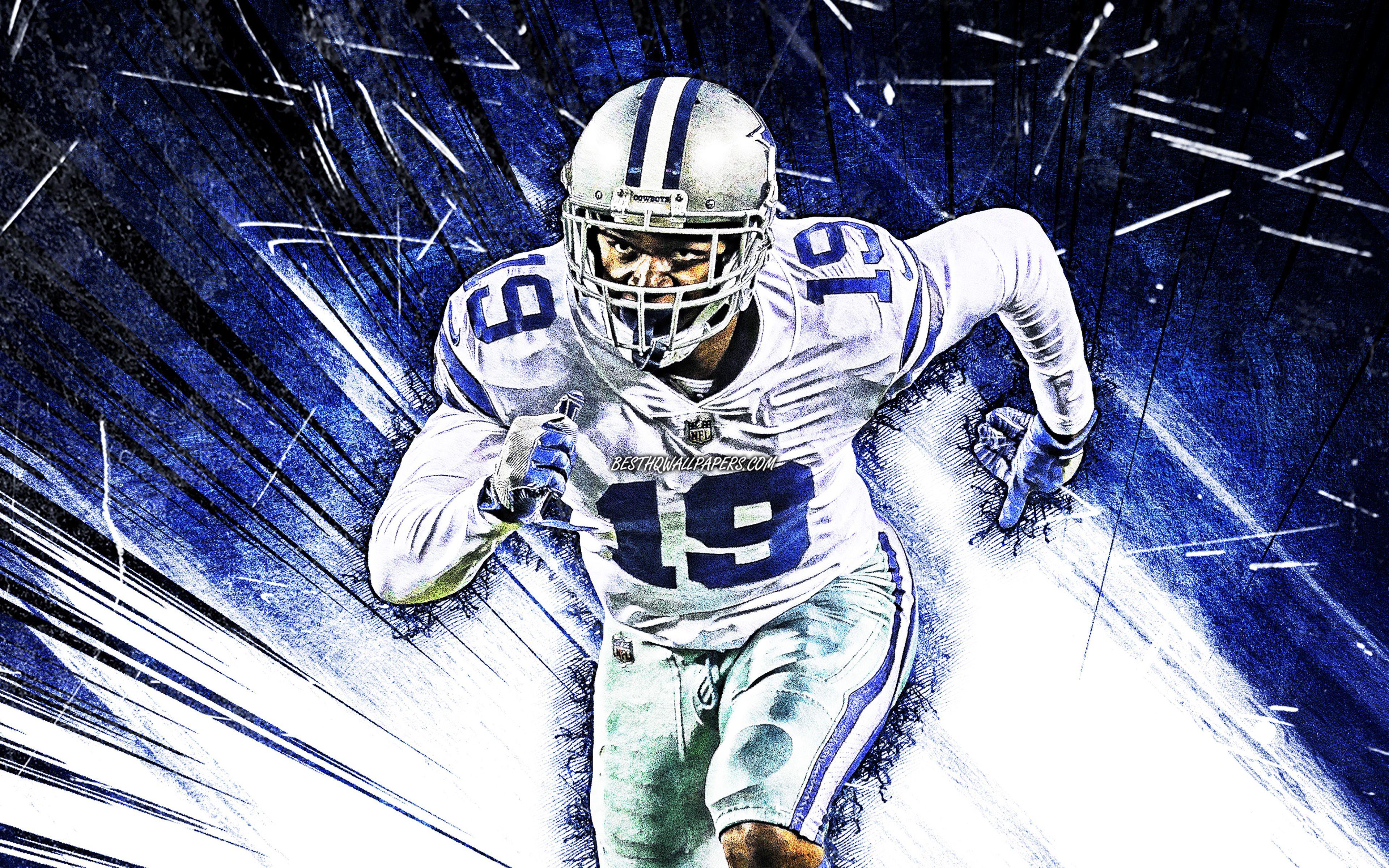 3840x2400 Download wallpaper 4k, Amari Cooper, NFL, blue abstract rays