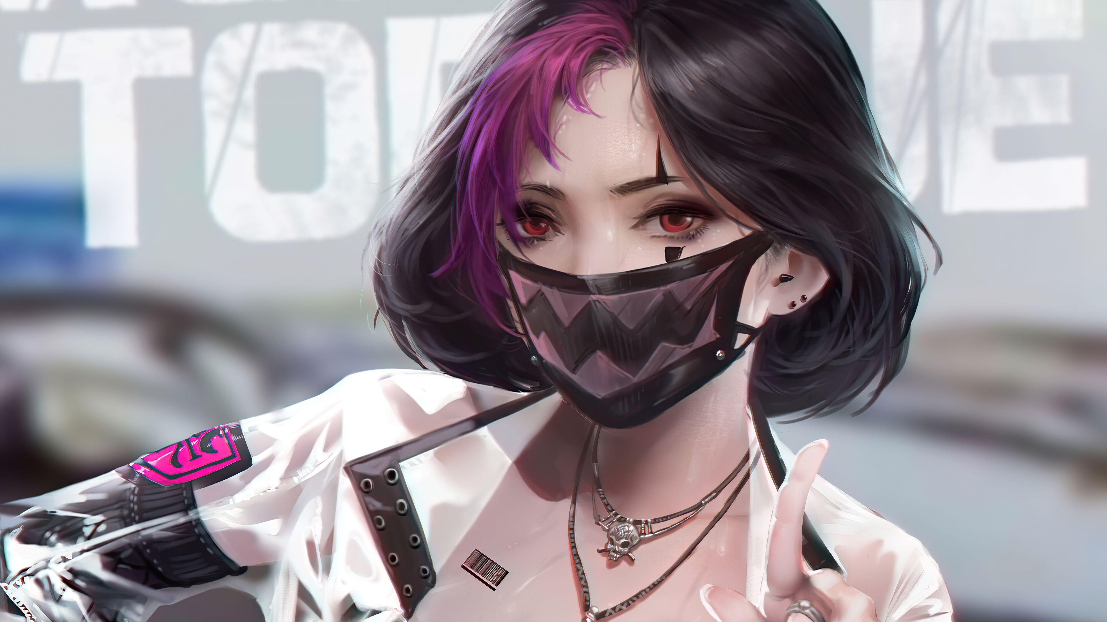 3840x2160 Anime Girl with mask Wallpaper 4k Ultra HD