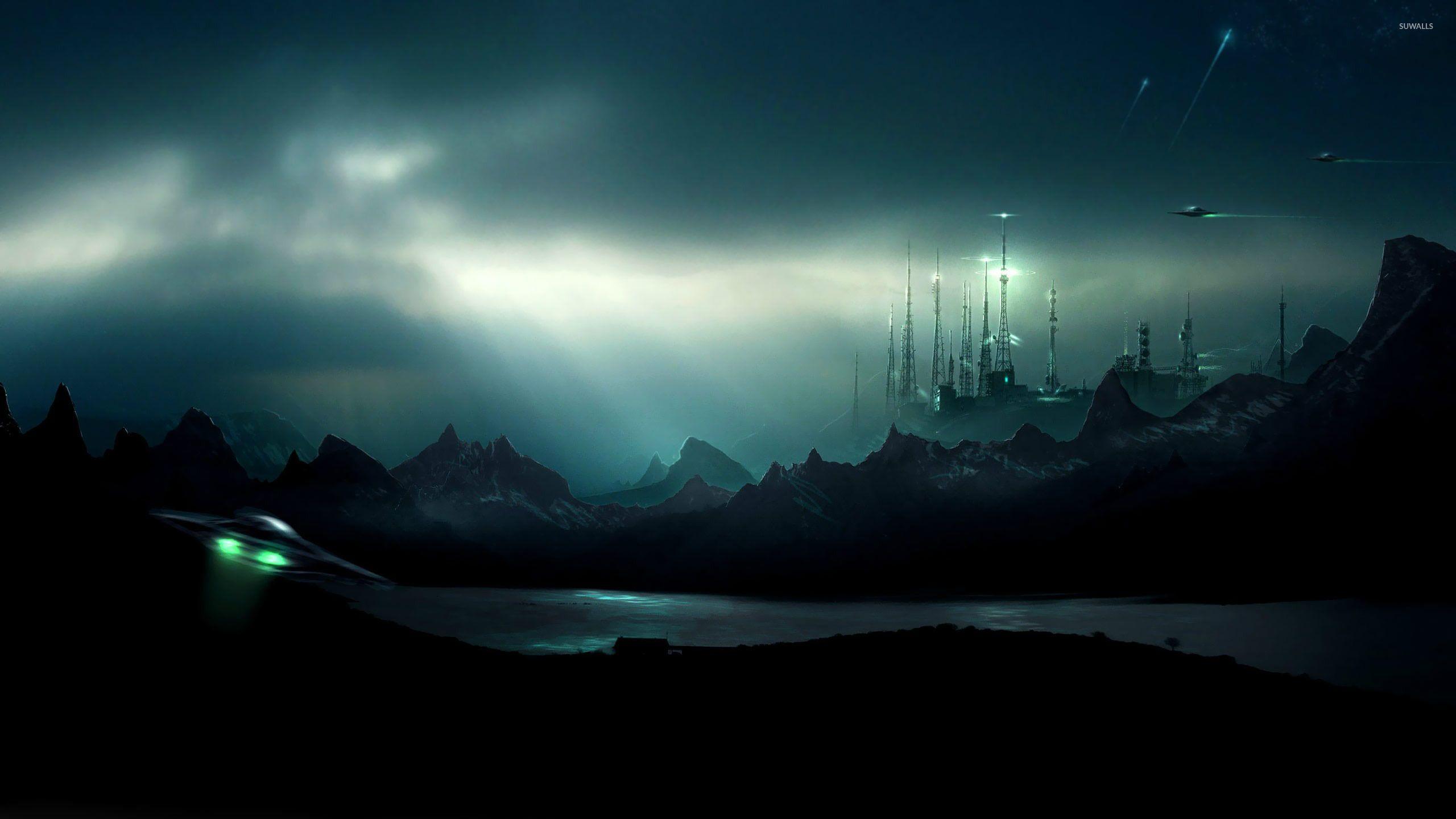 2560x1440 Aliens attacking the city wallpaper wallpaper