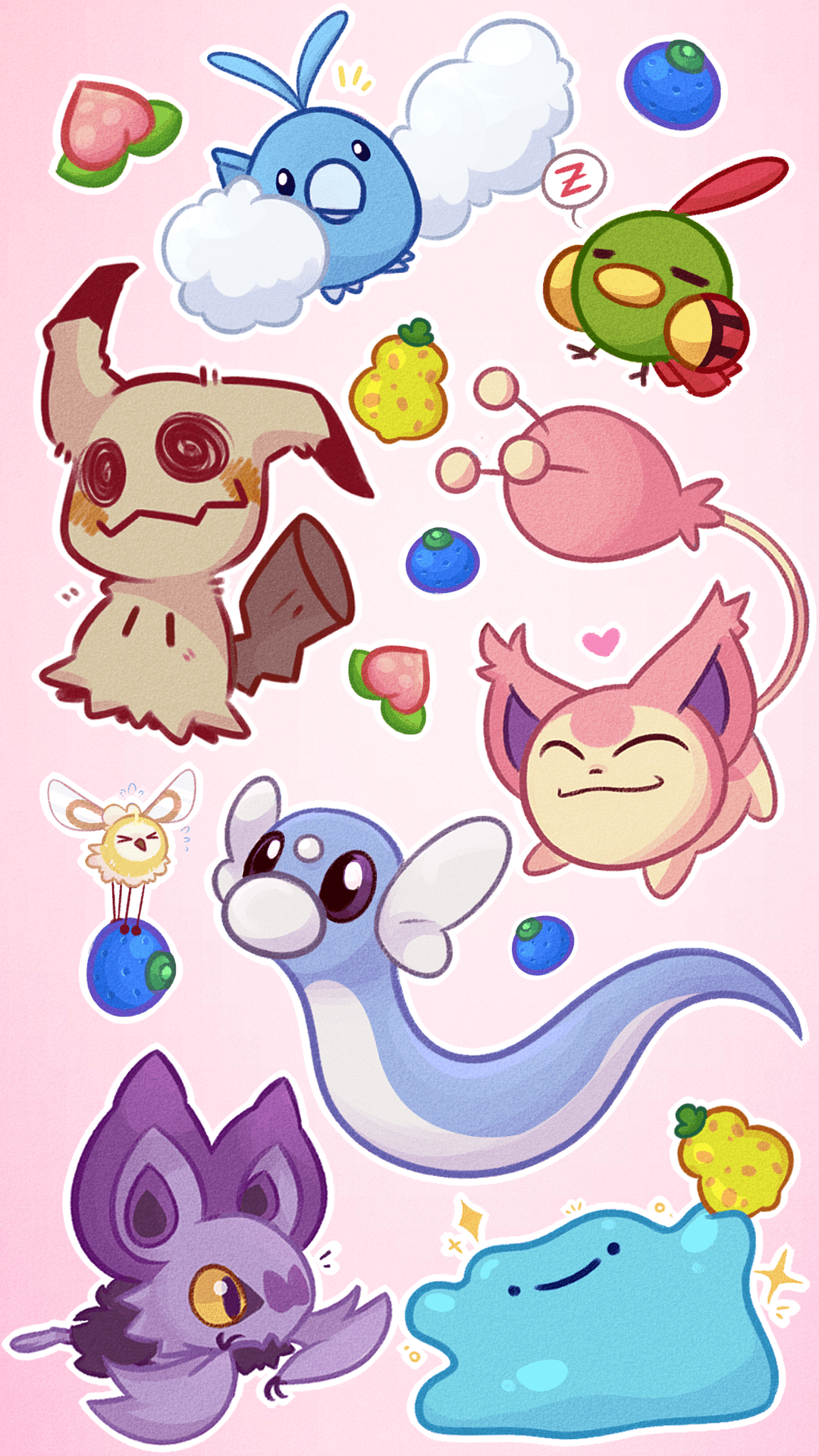 1080x1920 A wallpaper of cute Pokemon I drew!