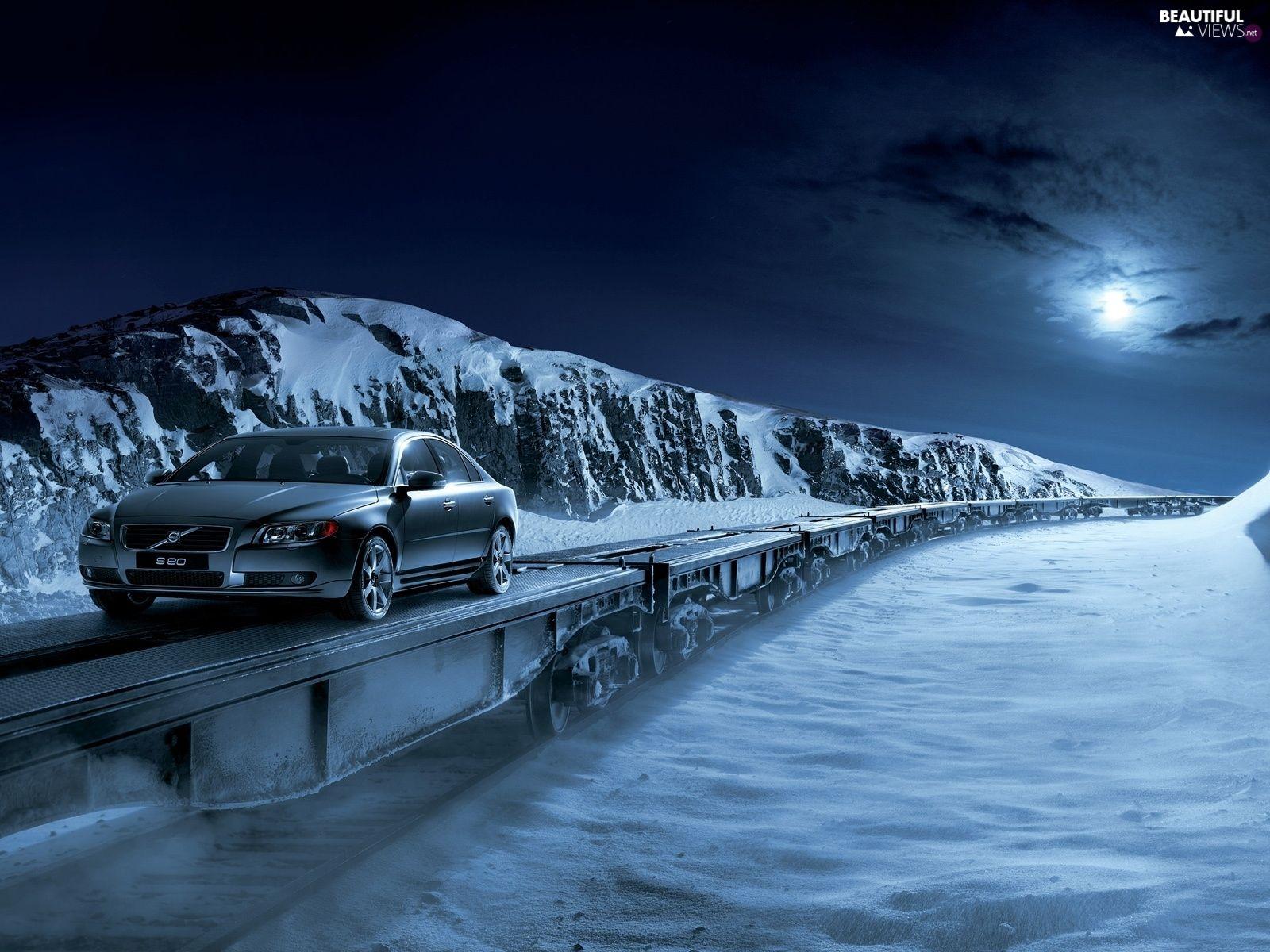 1600x1200 Mountains, Night, S winter, Volvo views wallpaper