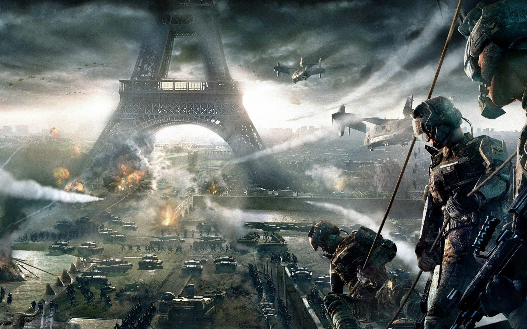 1680x1050 Download Eiffel Tower Game Shooting 4K HD Wallpaper for Desktop