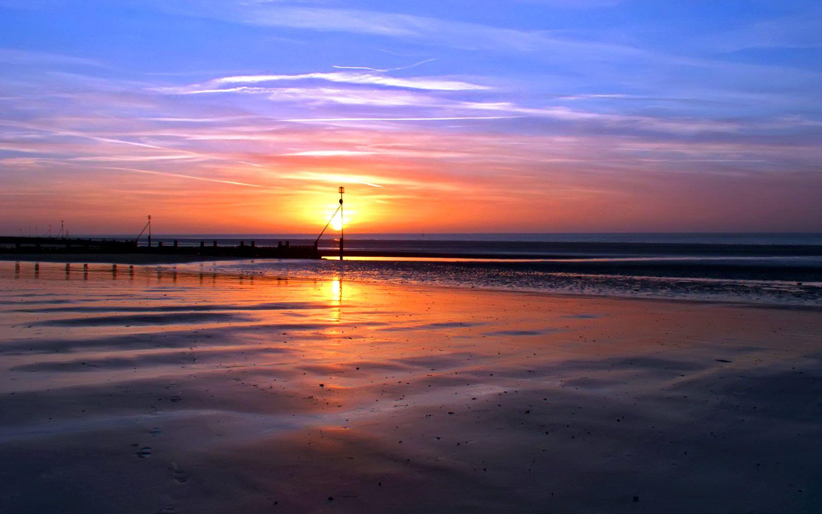 1680x1050 Free download Sunset Beach in Norfolk Desktop Wallpaper 1680x1050