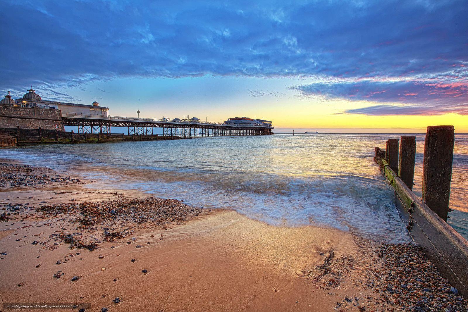 1600x1067 Download wallpaper sunset, Cromer Pier, Norfolk Coast, United