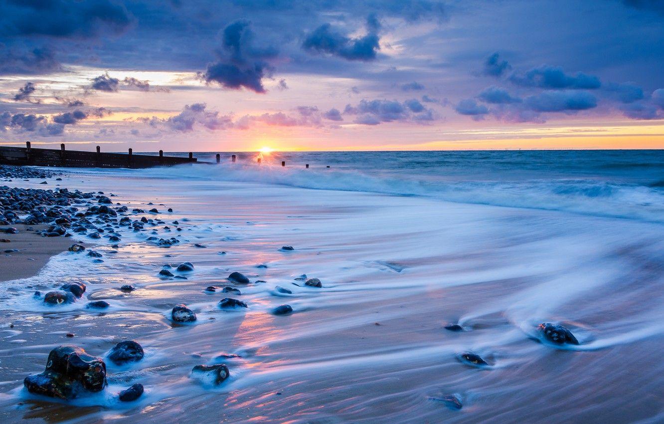 1332x850 Wallpaper sea, the sky, the sun, clouds, sunset, clouds, stones