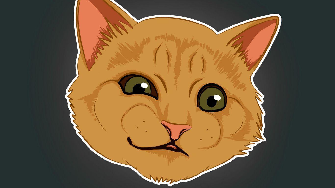1366x768 Download wallpaper 1366x768 cat, emotions, funny, art, meme tablet