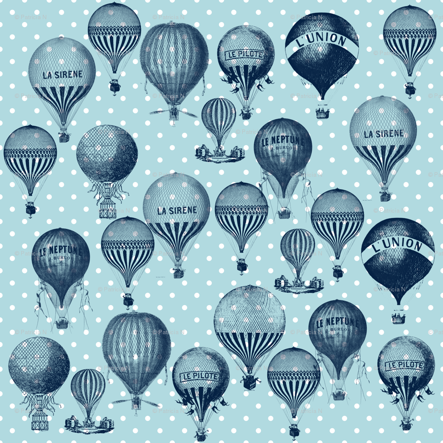 900x900 Blue Vintage Hot Air Balloons wallpaper