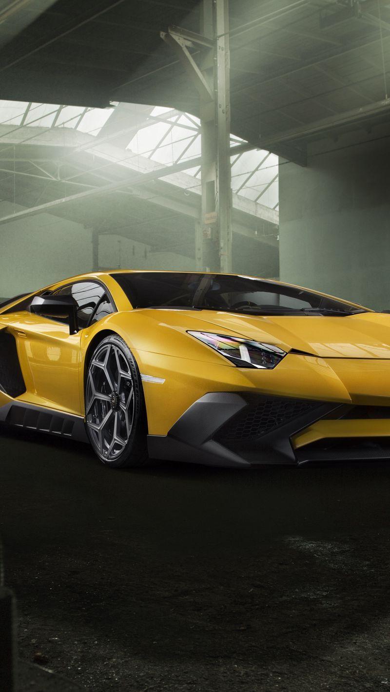 800x1420 Download wallpaper 800x1420 lamborghini, aventador, yellow, side