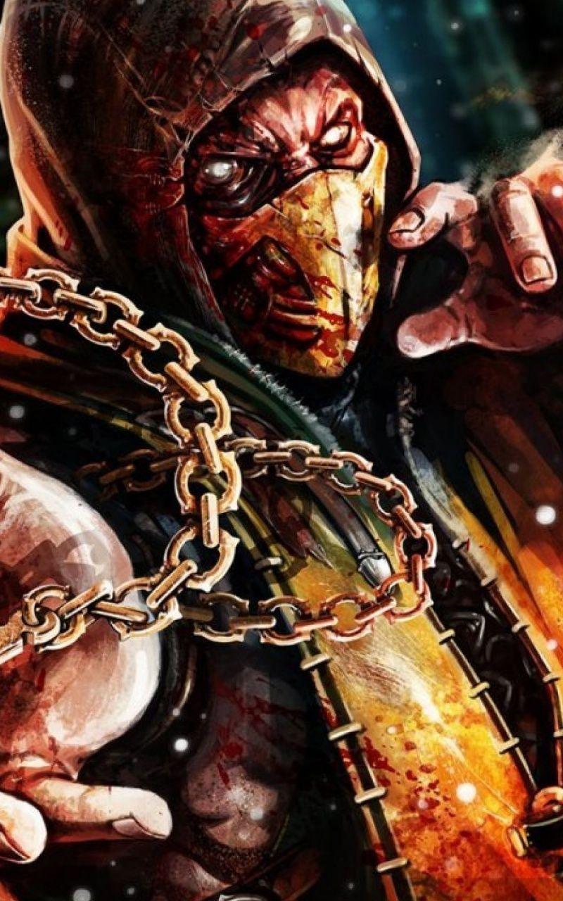 800x1280 Scorpion Mortal Kombat X desktop PC and Mac wallpaper