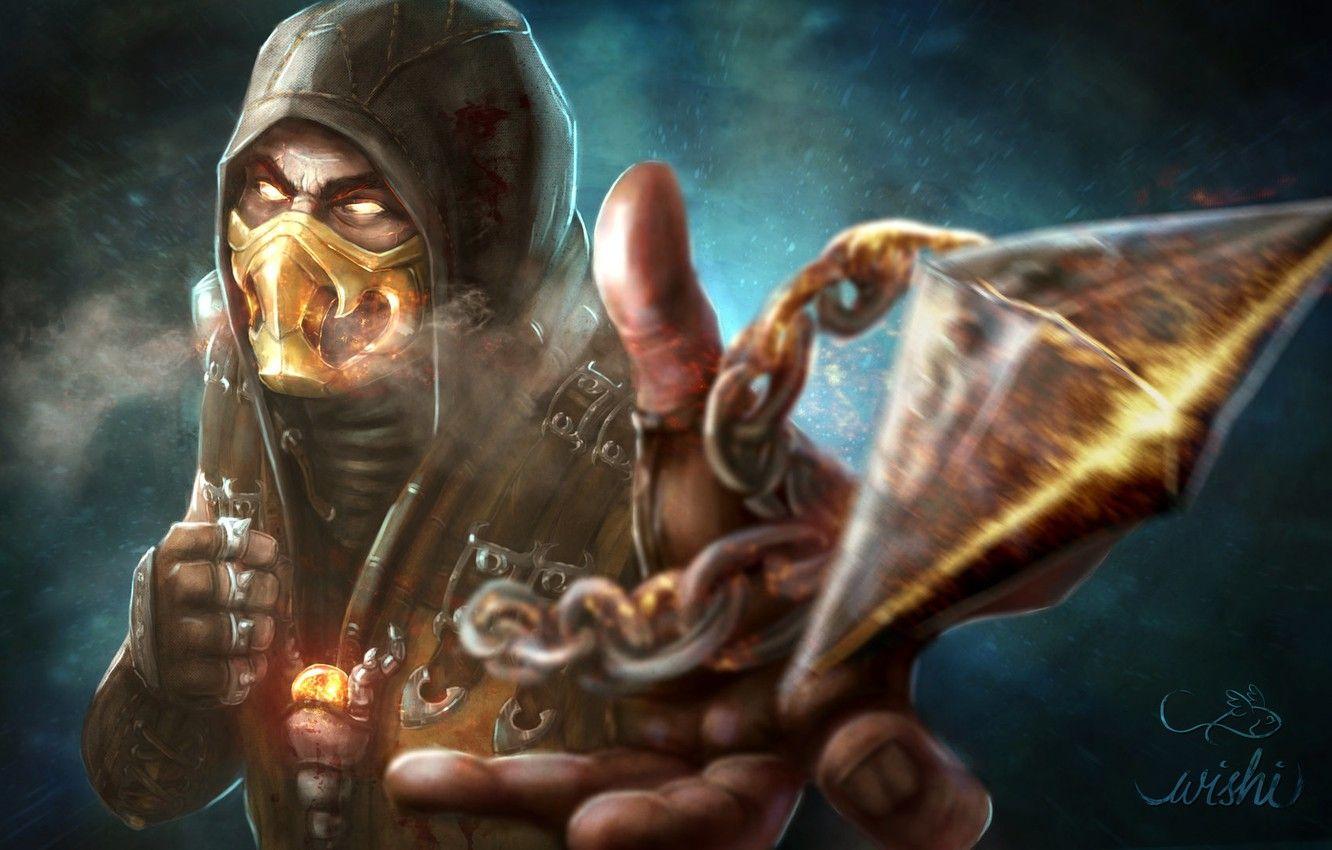 1332x850 Wallpaper the game, art, character, Scorpion, Mortal Kombat X