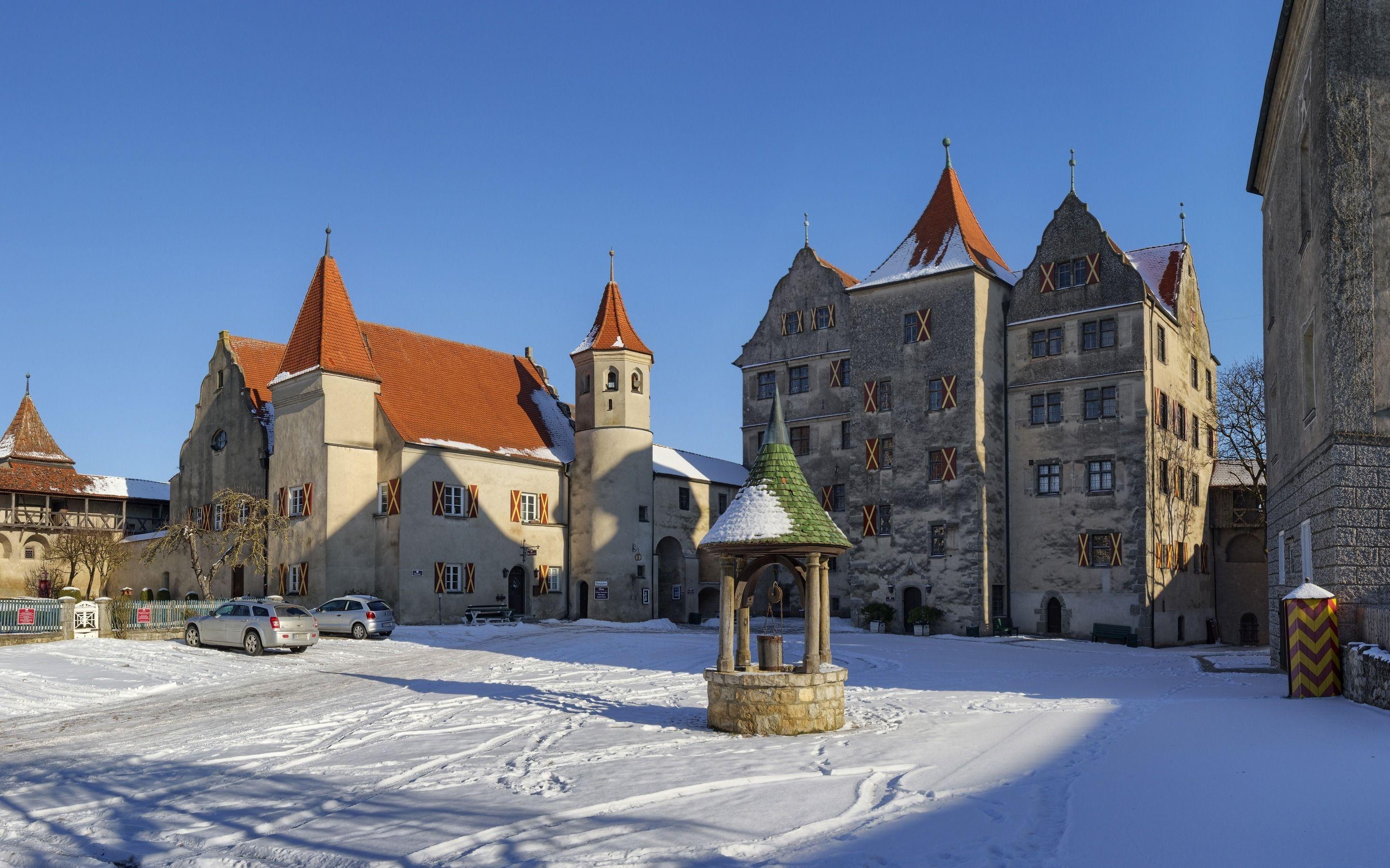 2880x1800 Wallpaper winter, castle, Germany, Hamburg City, nature, landscape
