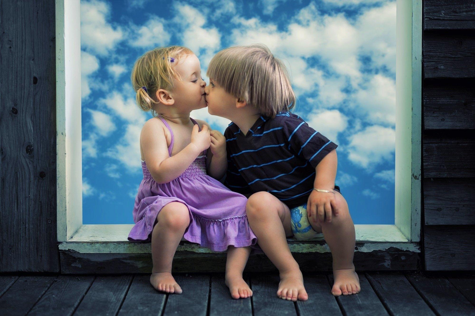 2000x1331 Little Boy Little Girl Cute Kiss, HD Cute, 4k Wallpaper, Image