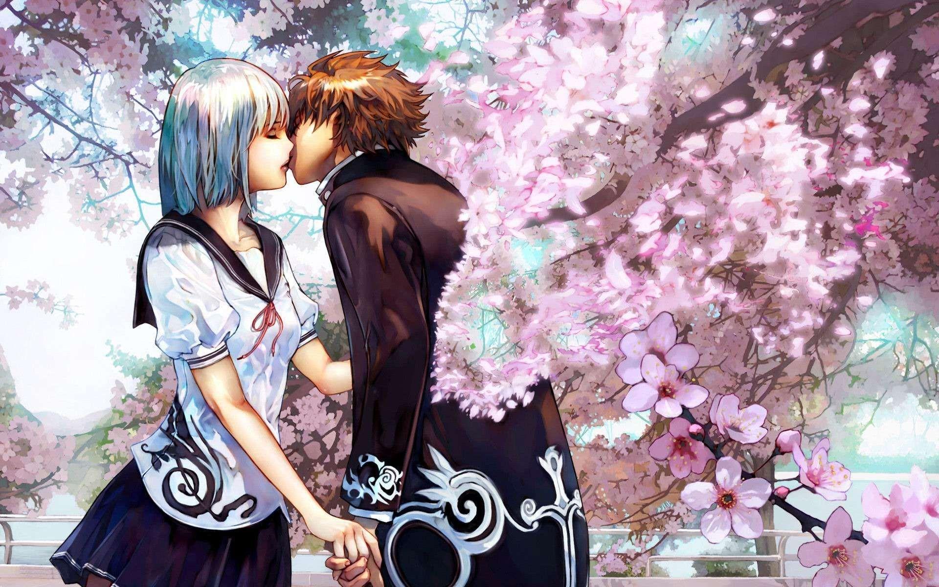 1920x1200 Cute Kissing Anime Wallpaper