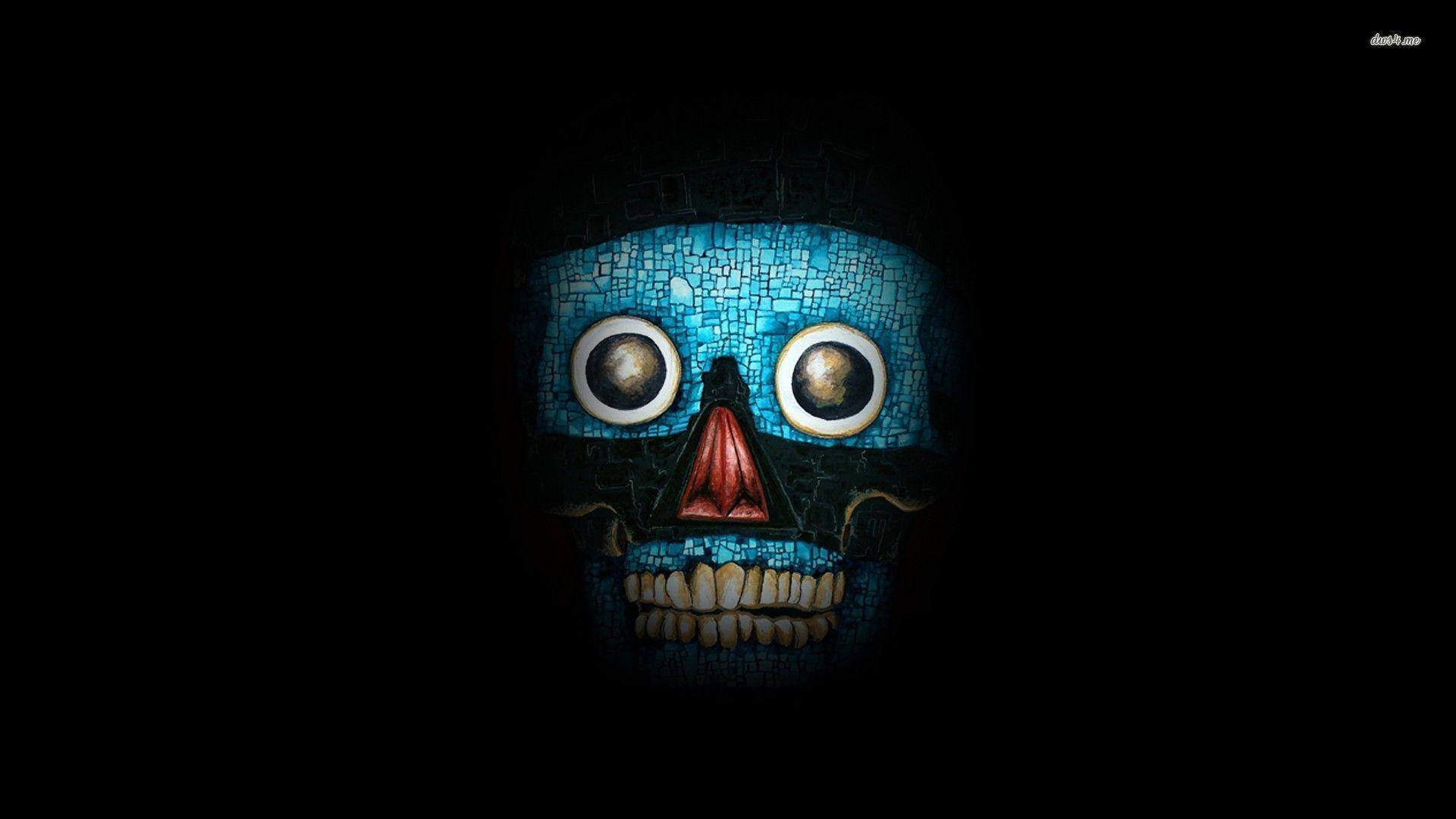 1920x1080 Blue mosaic skull wallpaper Art wallpaper